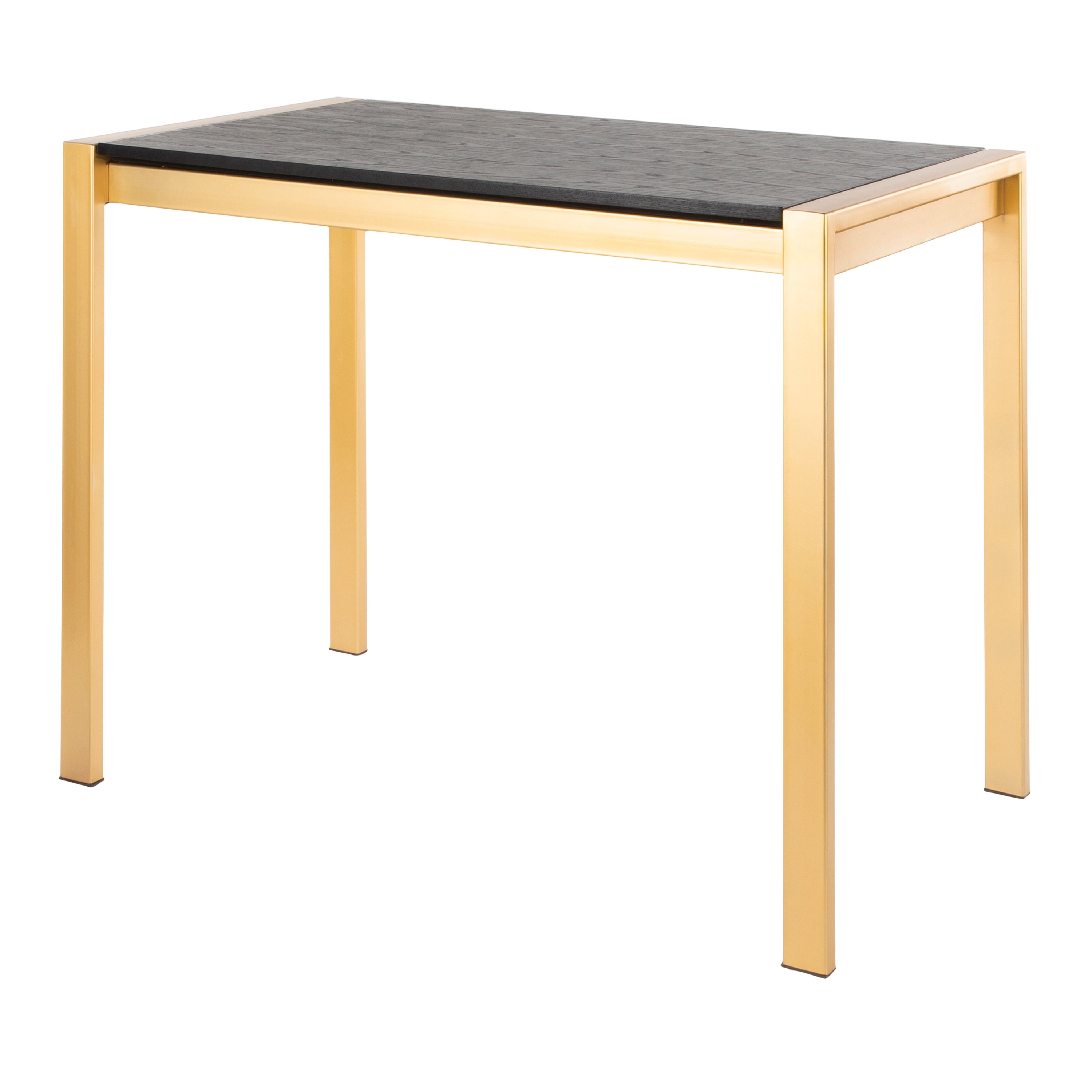 Fuji Contemporary Counter Table in Gold Metal and Black Wood Grain Top by Lumisource