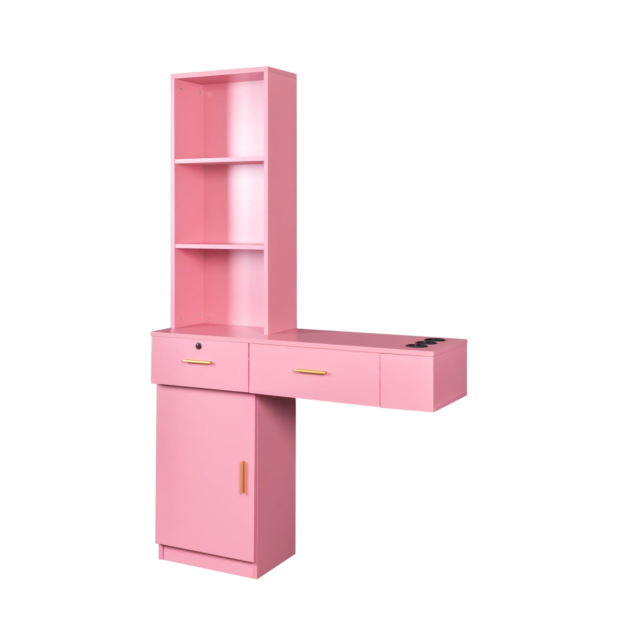 Pink modern simple hair desk, multi-layer storage space