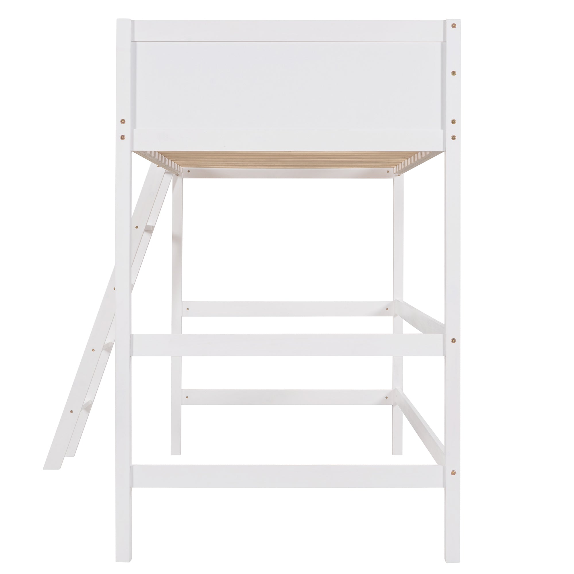 Solid Wood Twin Size Loft Bed with Ladder(White)(OLD SKU: WF191903AAK)