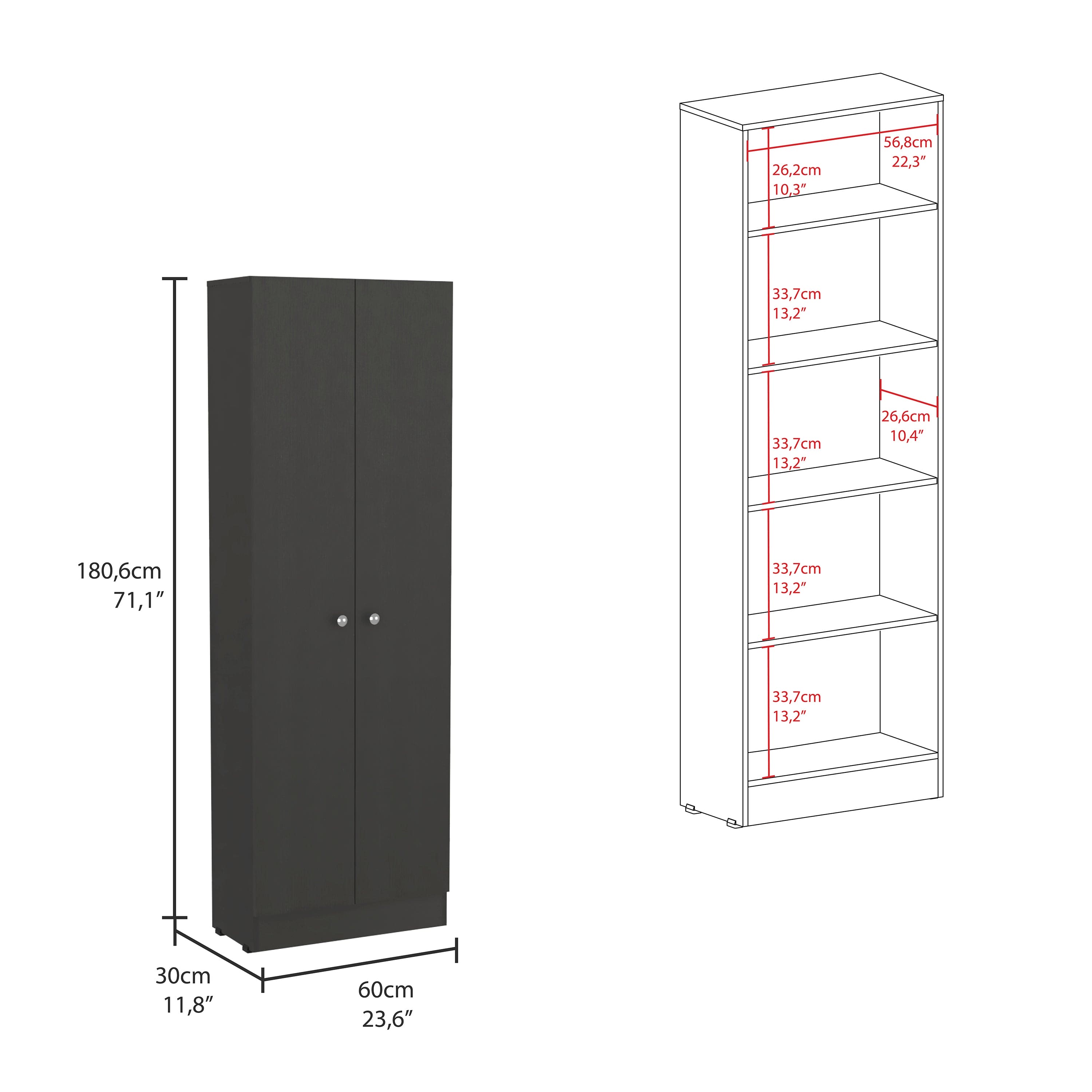 Storage Cabinet Pipestone, Double Door, Black Wengue Finish