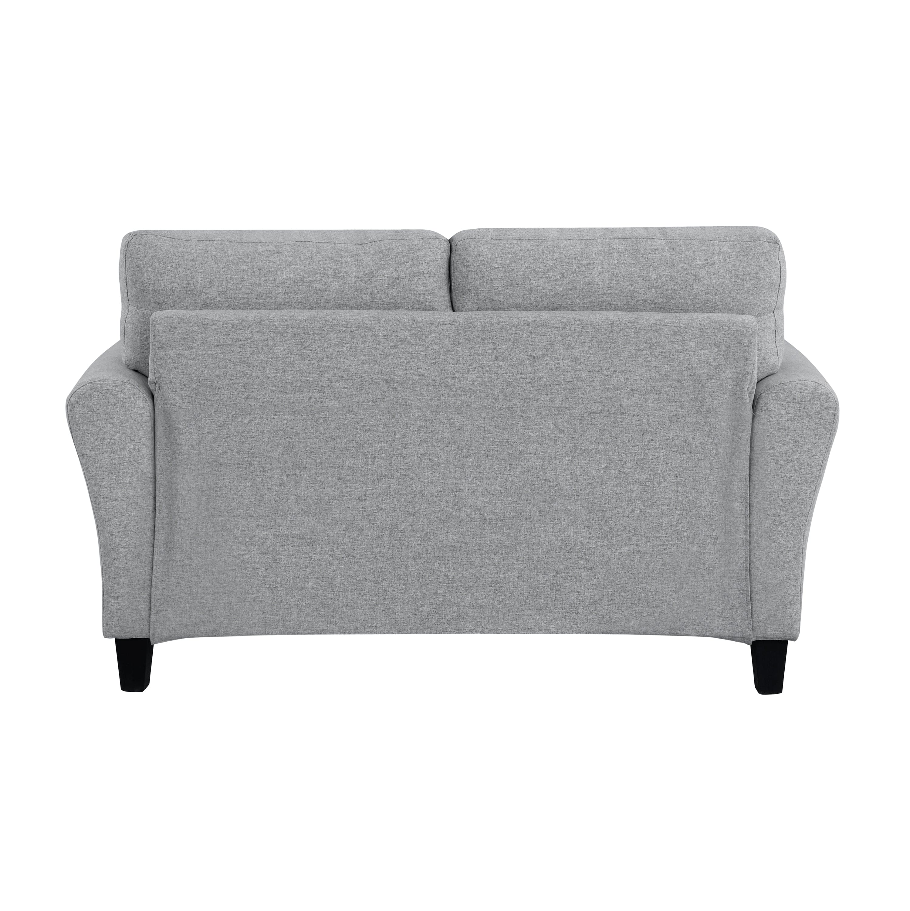 Modern 1pc Loveseat Dark Gray Textured Fabric Upholstered Rounded Arms Attached Cushions Transitional Living Room Furniture