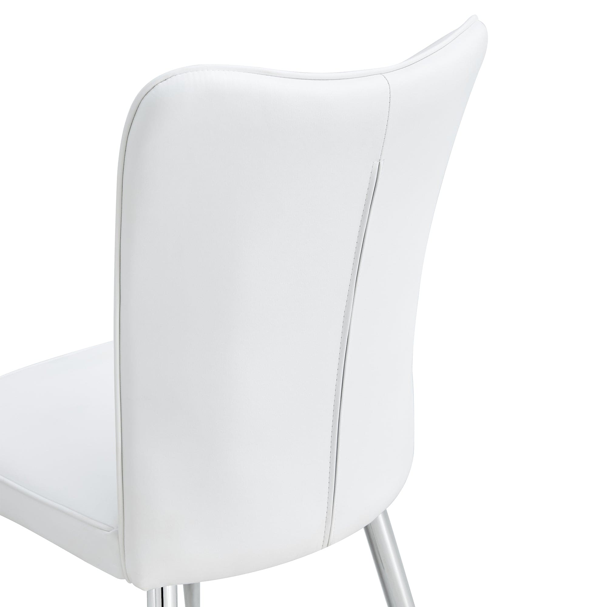 Modern minimalist dining chairs, office chairs. 2-piece set of white PU seats with silver metal legs. Suitable for restaurants, living rooms, and offices. C-008