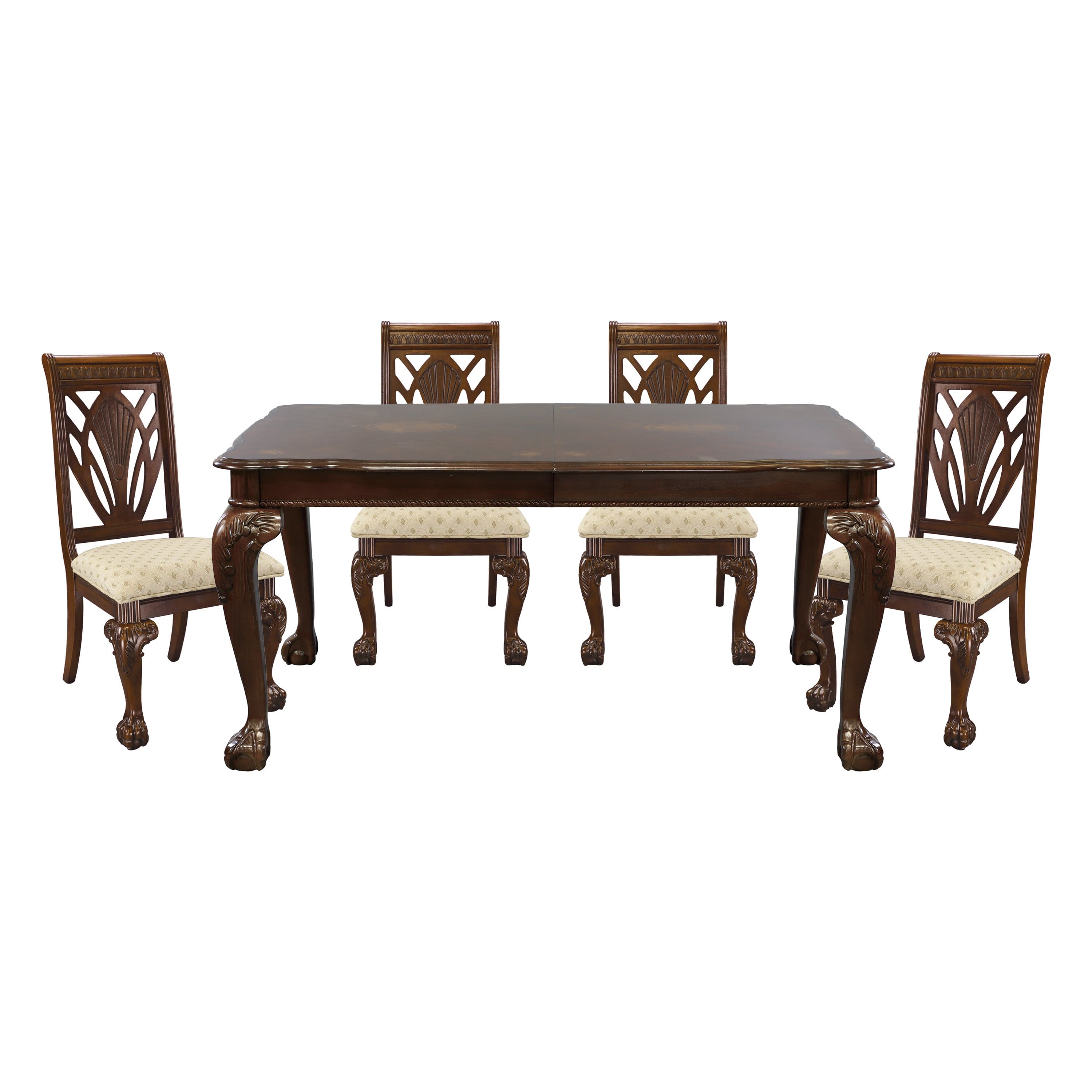 Elegant Design Traditional Side Chairs 2pc Set Dark Cherry Finish Brown Fabric Seats Dining Furniture