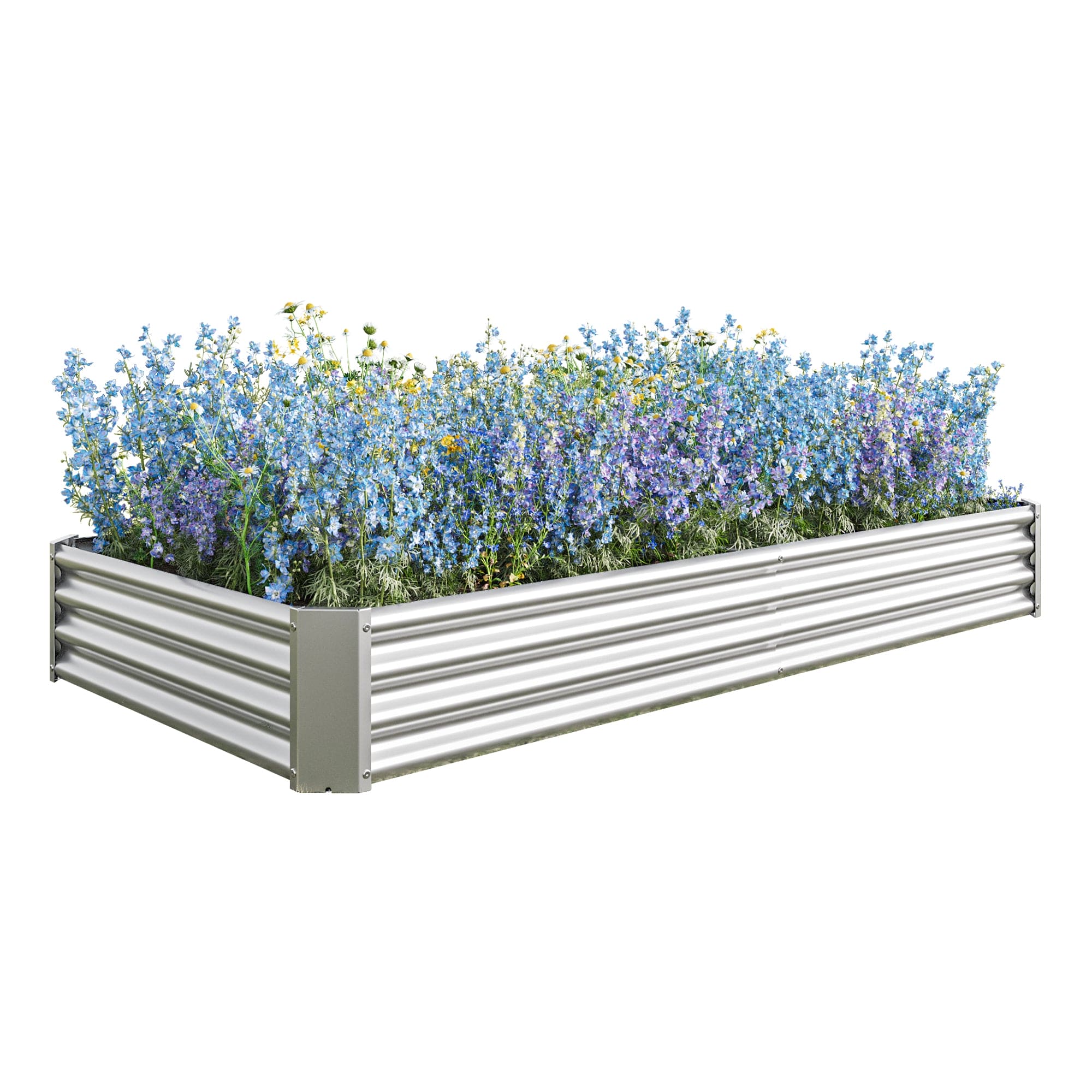 Raised Garden Bed Kit - Metal Raised Bed Garden 7.6x3.7x0.98ft for Flower Planters, Vegetables Herb Silver