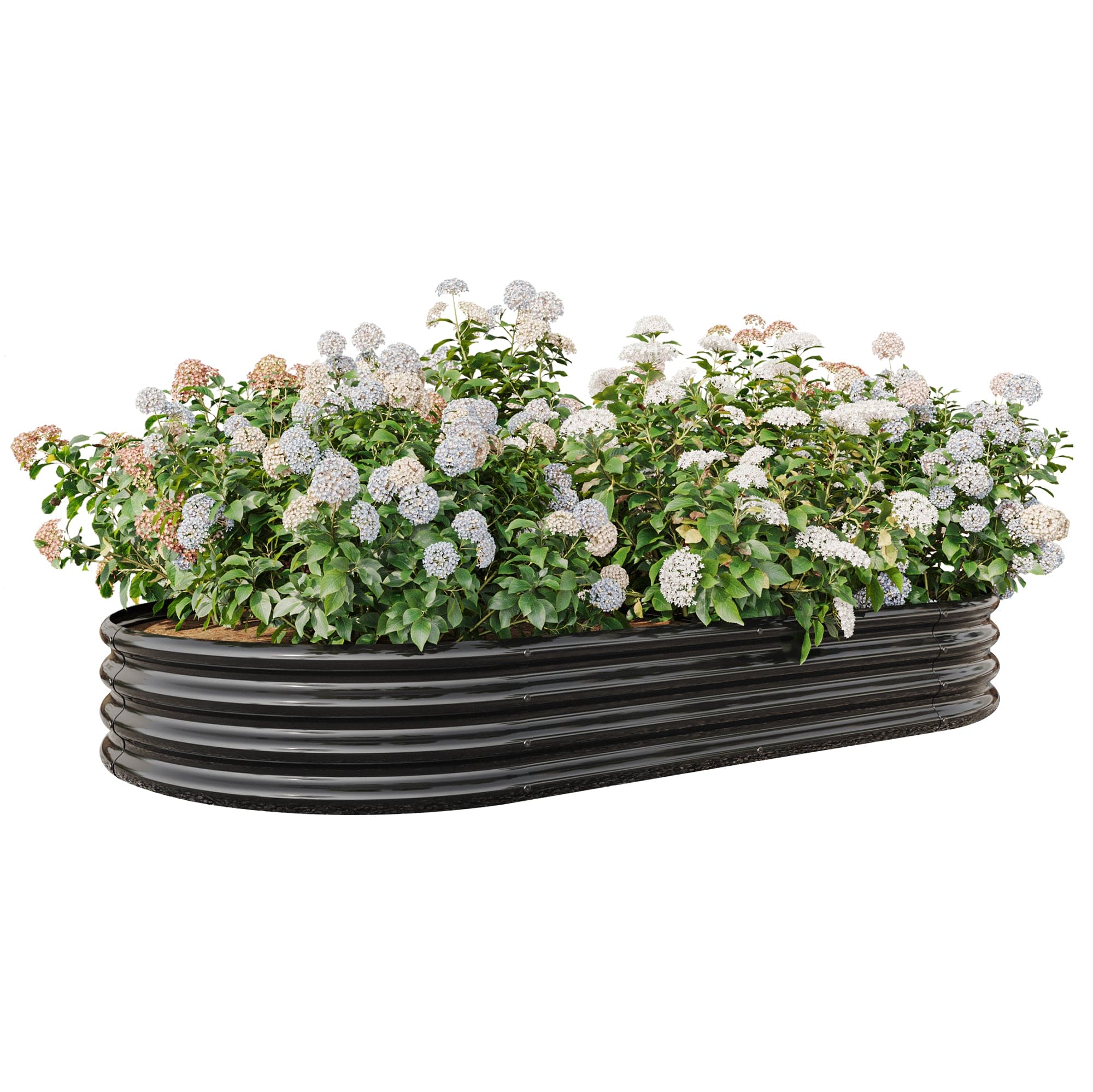 Raised Garden Bed Outdoor,   Oval Large Metal Raised Planter Bed for for Plants, Vegetables, and Flowers - Black