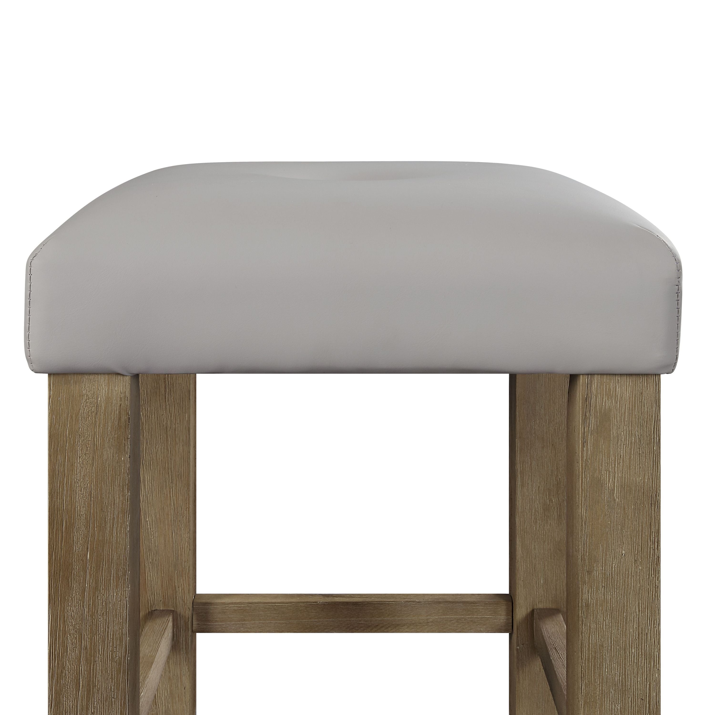 ACME Charnell Counter Height Stool (Set-2) in Gary PU & Oak Finish DN00552