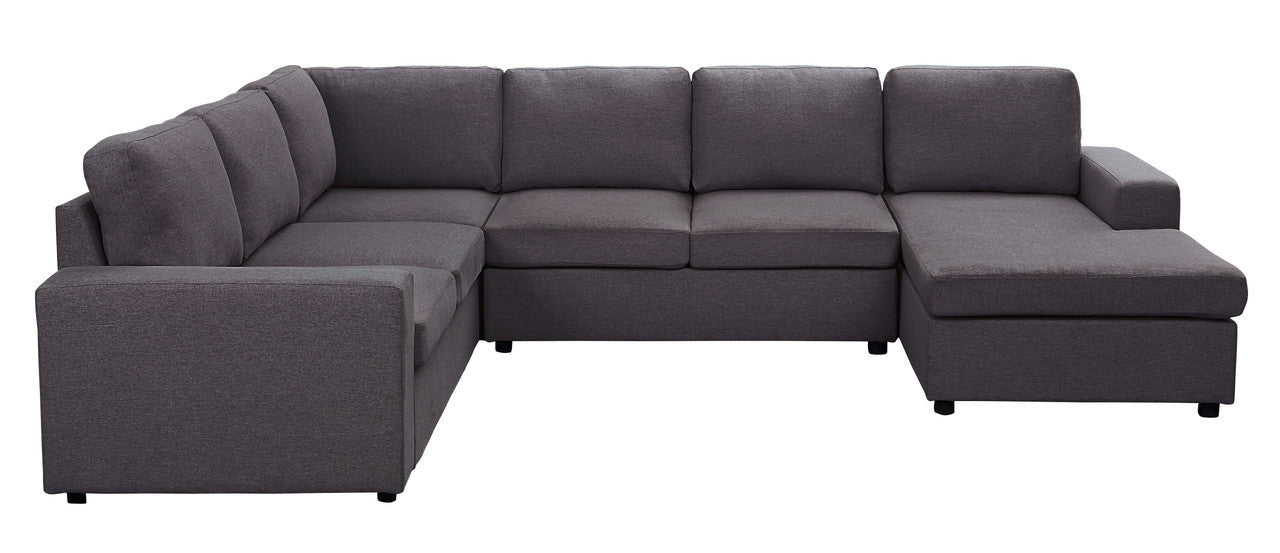 Warren Sectional Sofa with Reversible Chaise in Dark Gray Linen