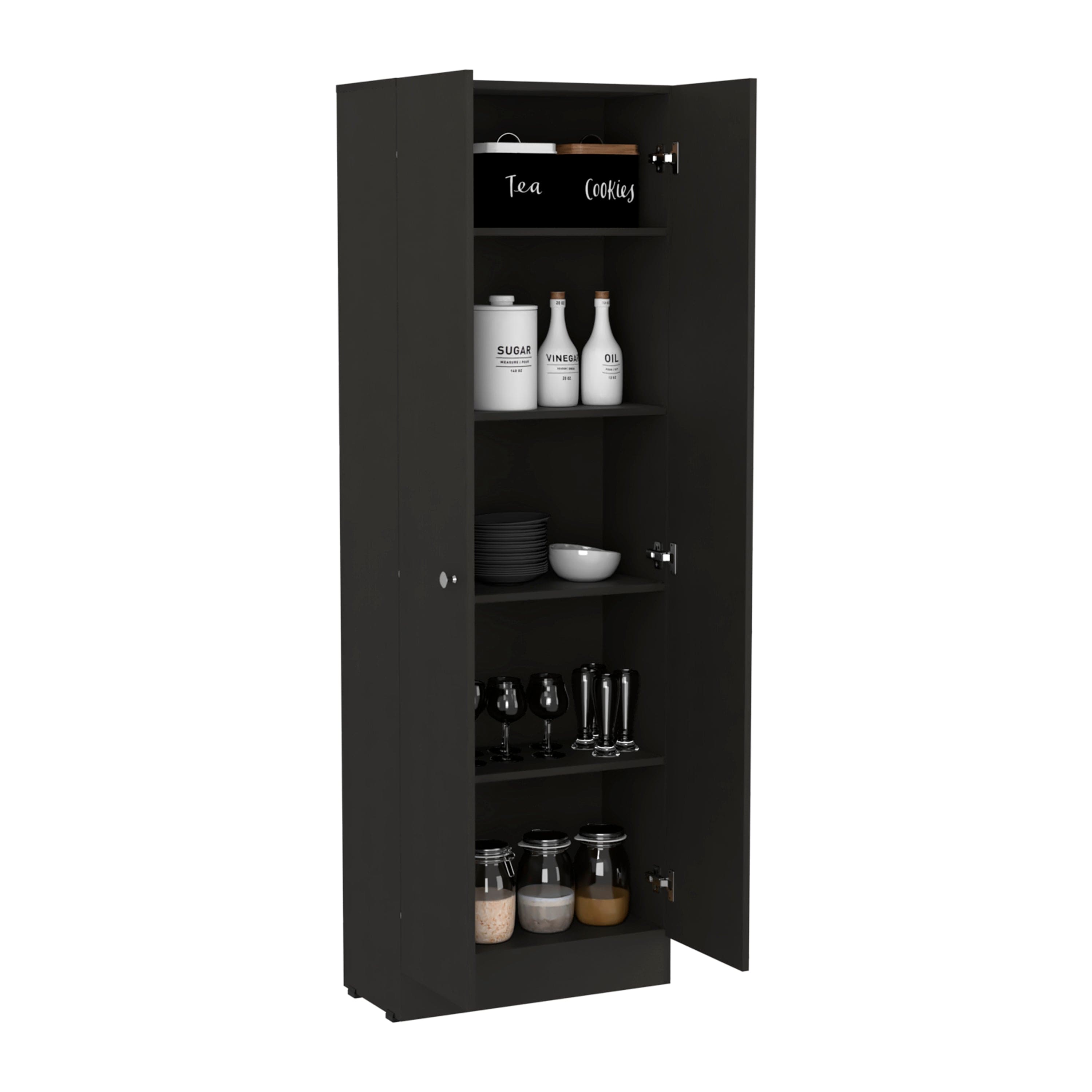 Storage Cabinet Pipestone, Double Door, Black Wengue Finish