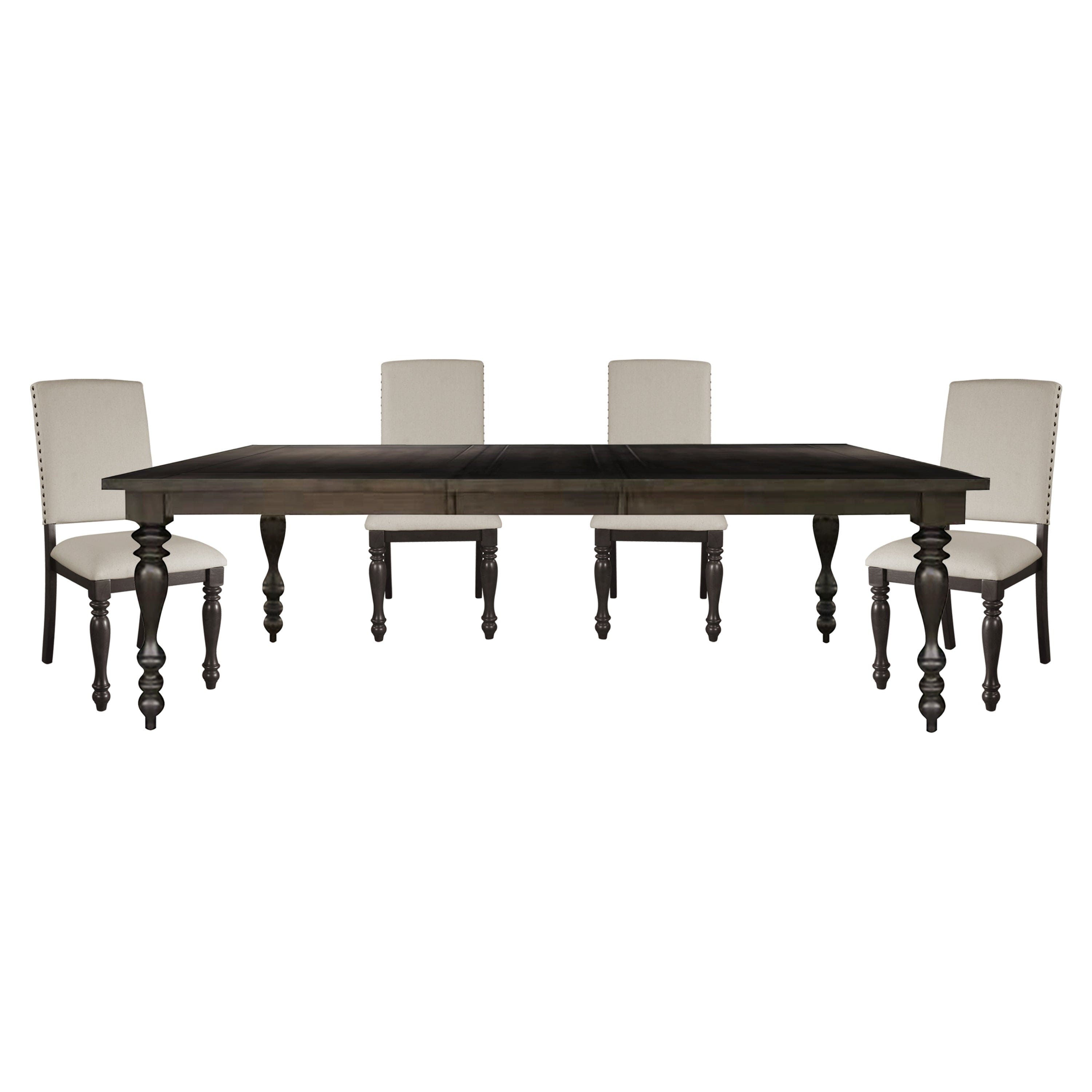 Transitional Style Grayish Brown Finish 1pc Dining Table Draw Leaf Birch Veneer Traditional Dining Furniture