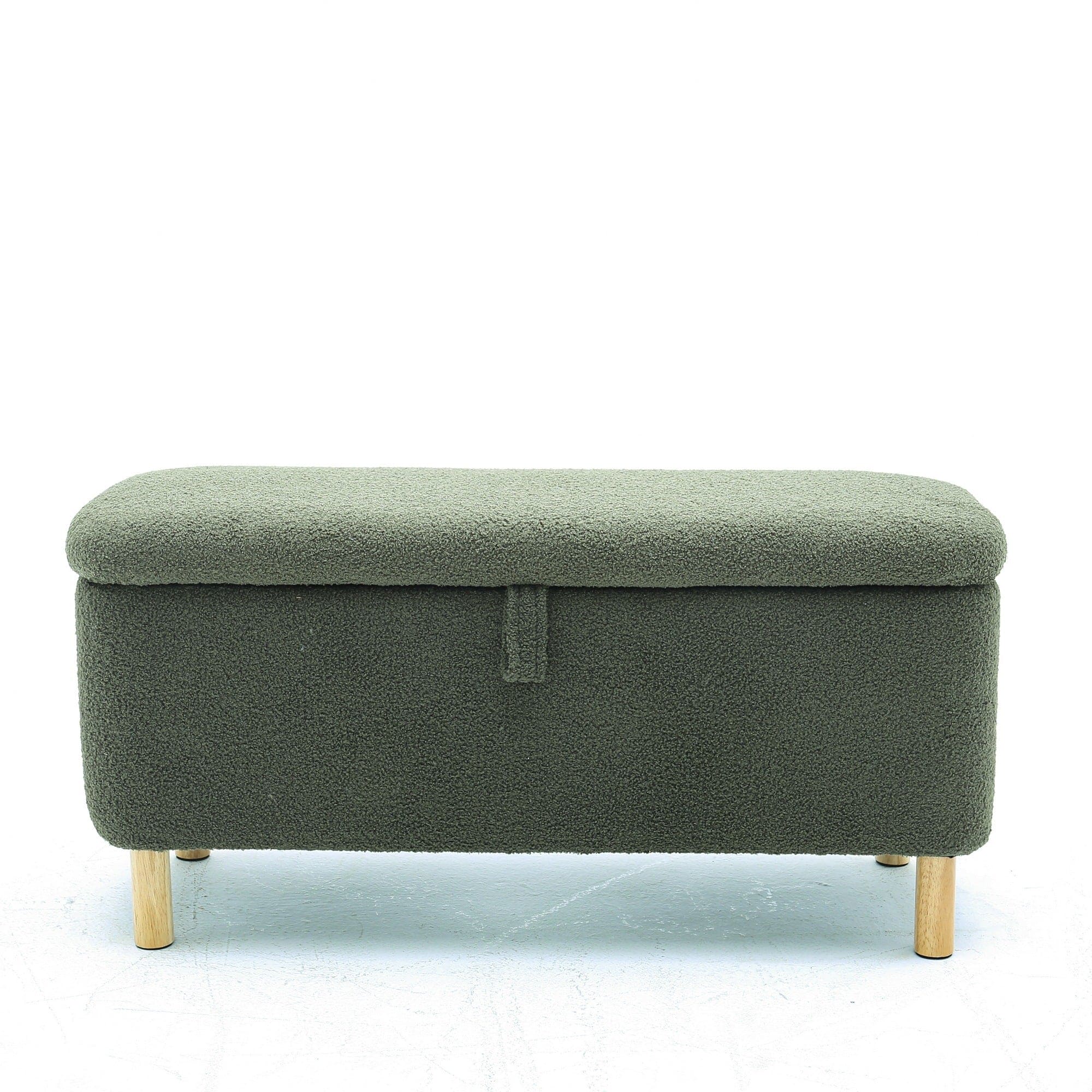 Basics Upholstered Storage Ottoman and Entryway Bench GREEN