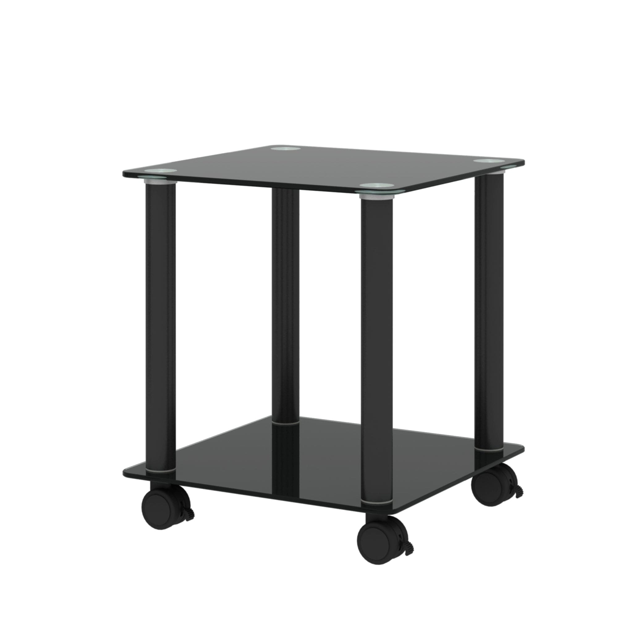 2-Piece Black Side Table , 2-Tier Space End Table ,Modern Night Stand, Sofa table, Side Table with Storage Shelve