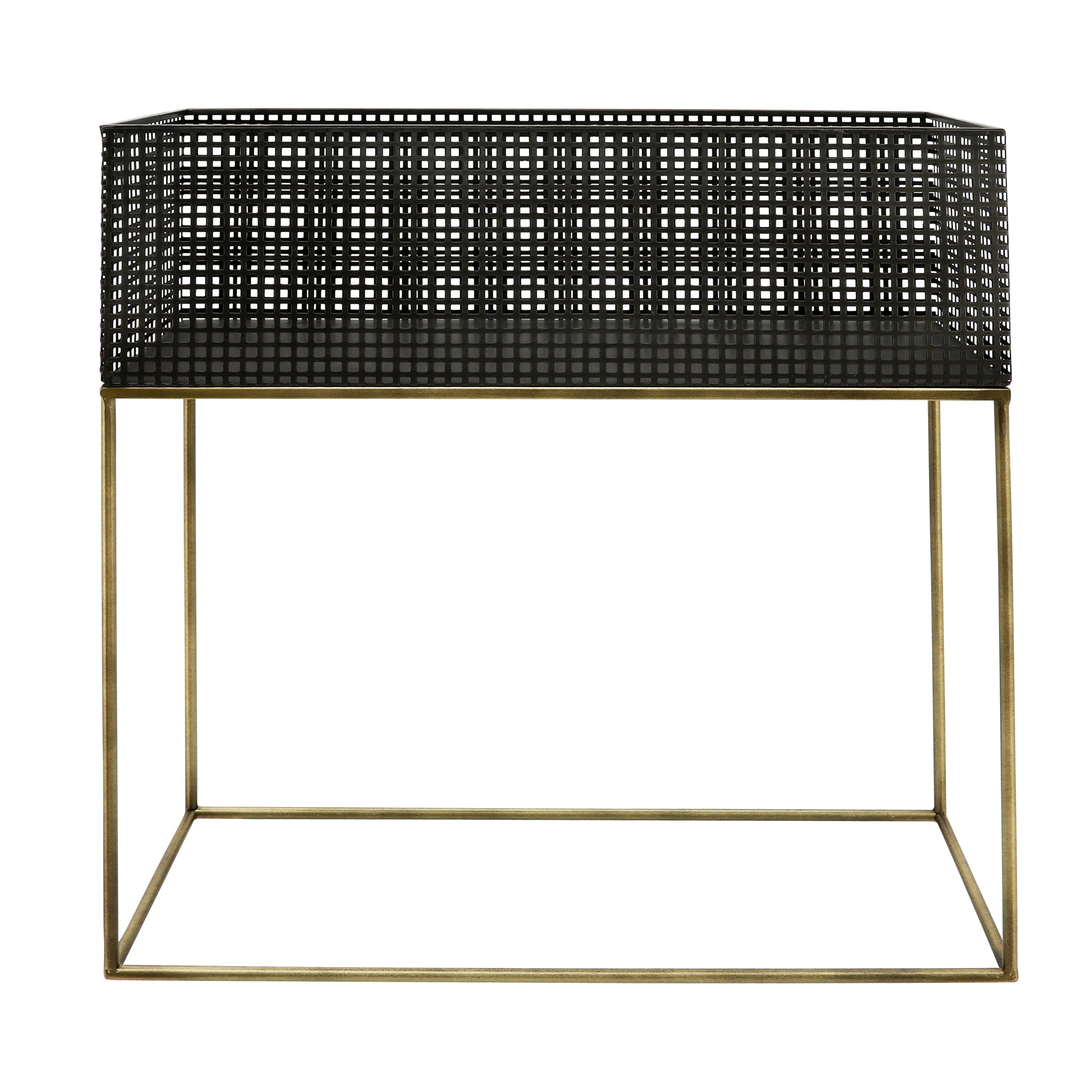 METAL, S/2 20/24" SQUARE PLANTERS, BLACK/GOLD