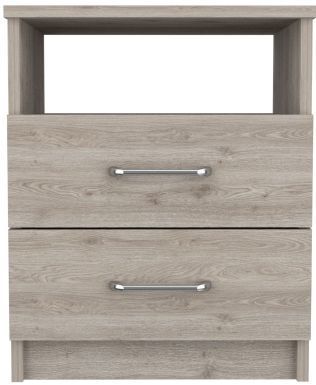 Napoles Nightstand, Superior Top, Two Drawers, One Shelf -Light Gray