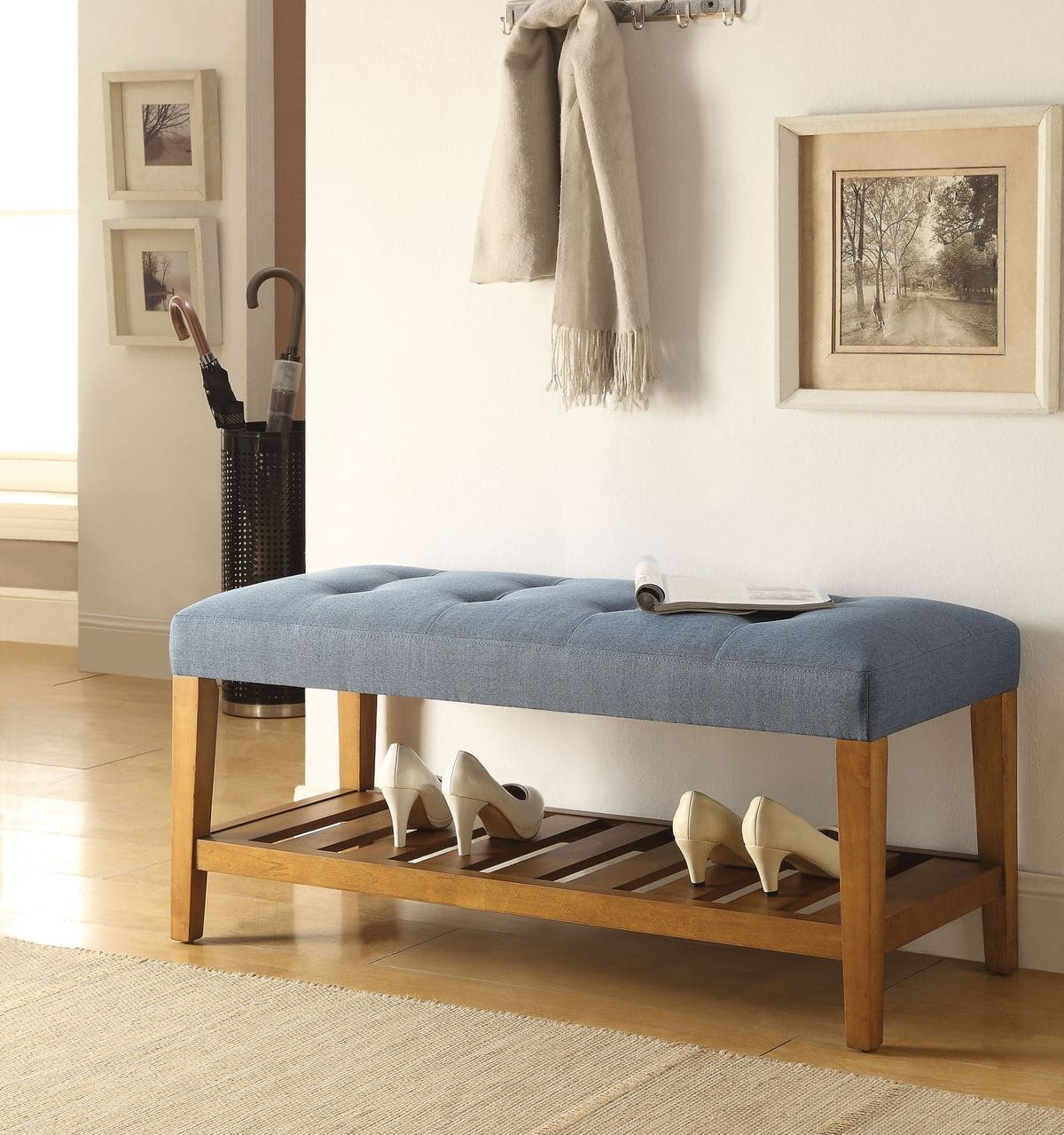 ACME Charla Bench in Blue & Oak 96684