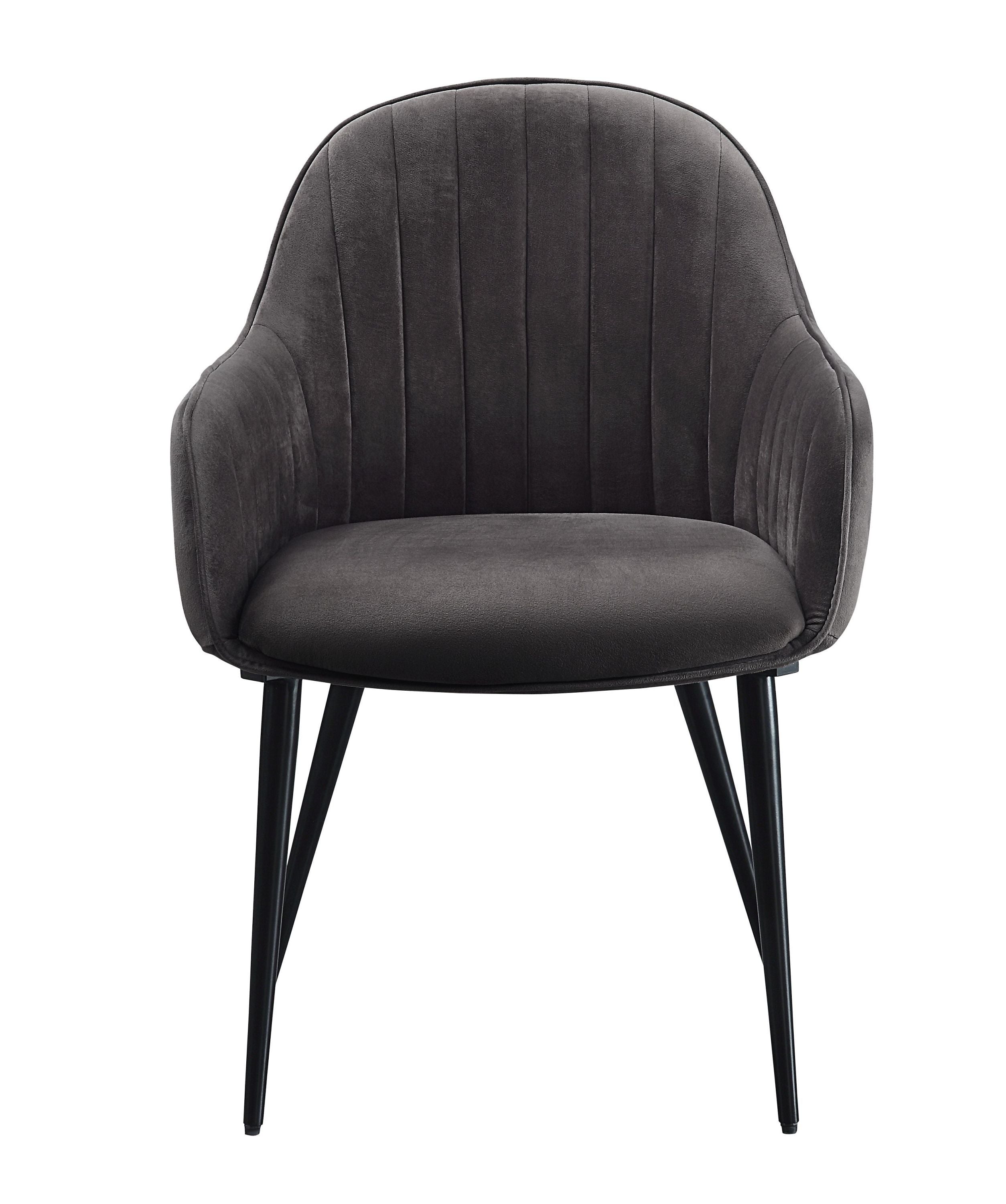 ACME Caspian Side Chair, Dark Gray Fabric & Black Finish 74011