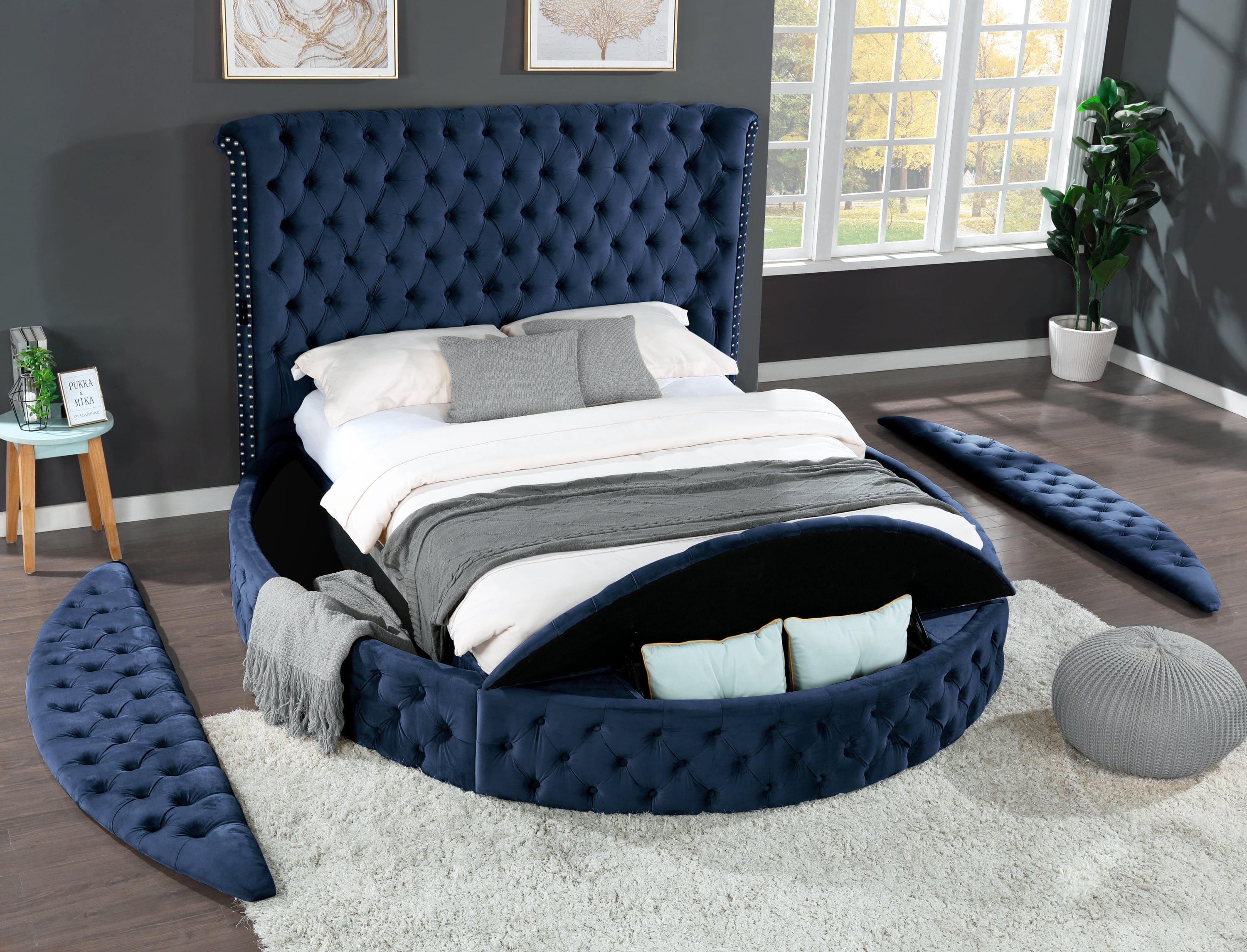 Hazel King 4 Pc Bedroom Set Made With Wood In Blue Color