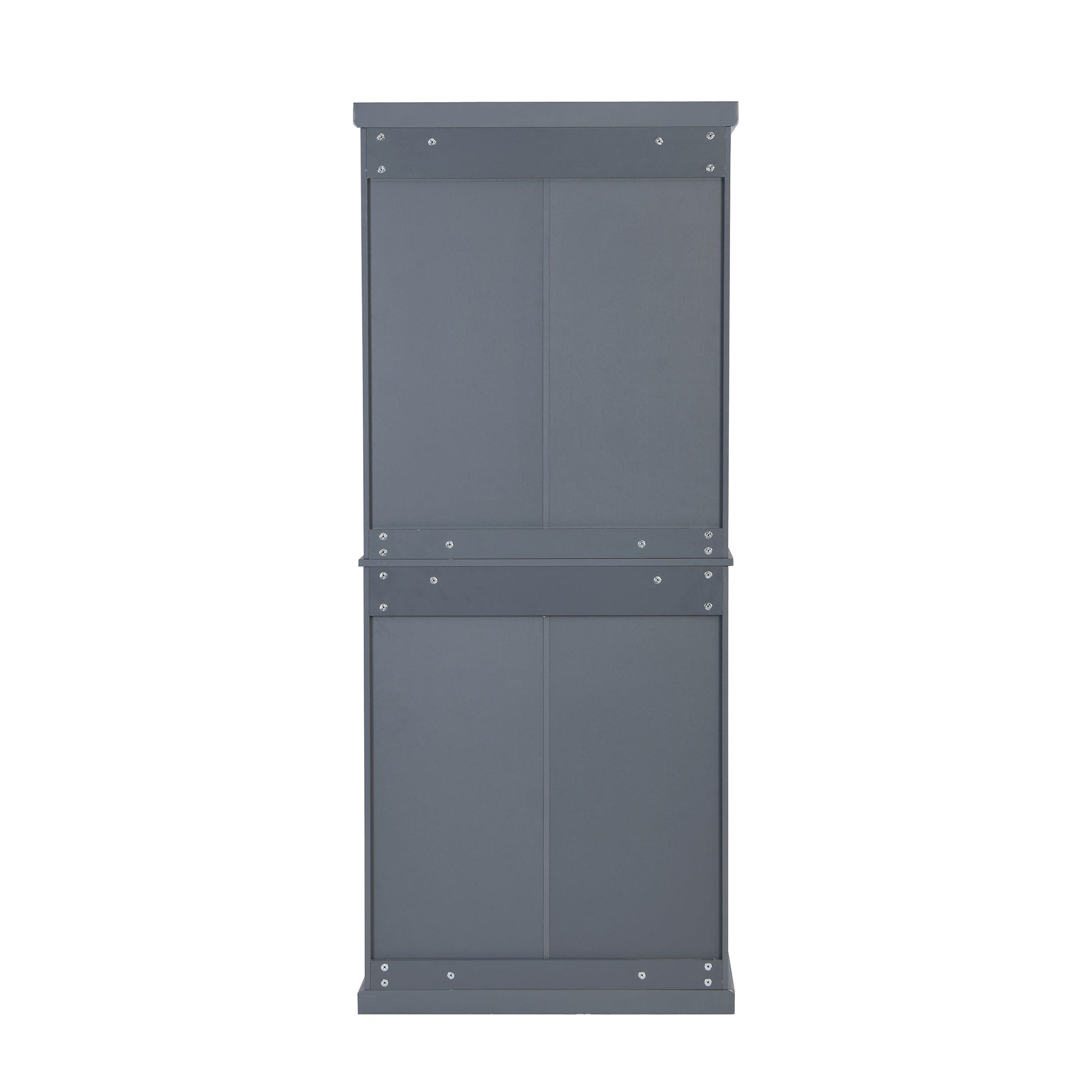 TOPMAX Freestanding Tall Kitchen Pantry, 72.4" Minimalist Kitchen Storage Cabinet Organizer with 4 Doors and Adjustable Shelves,Gray