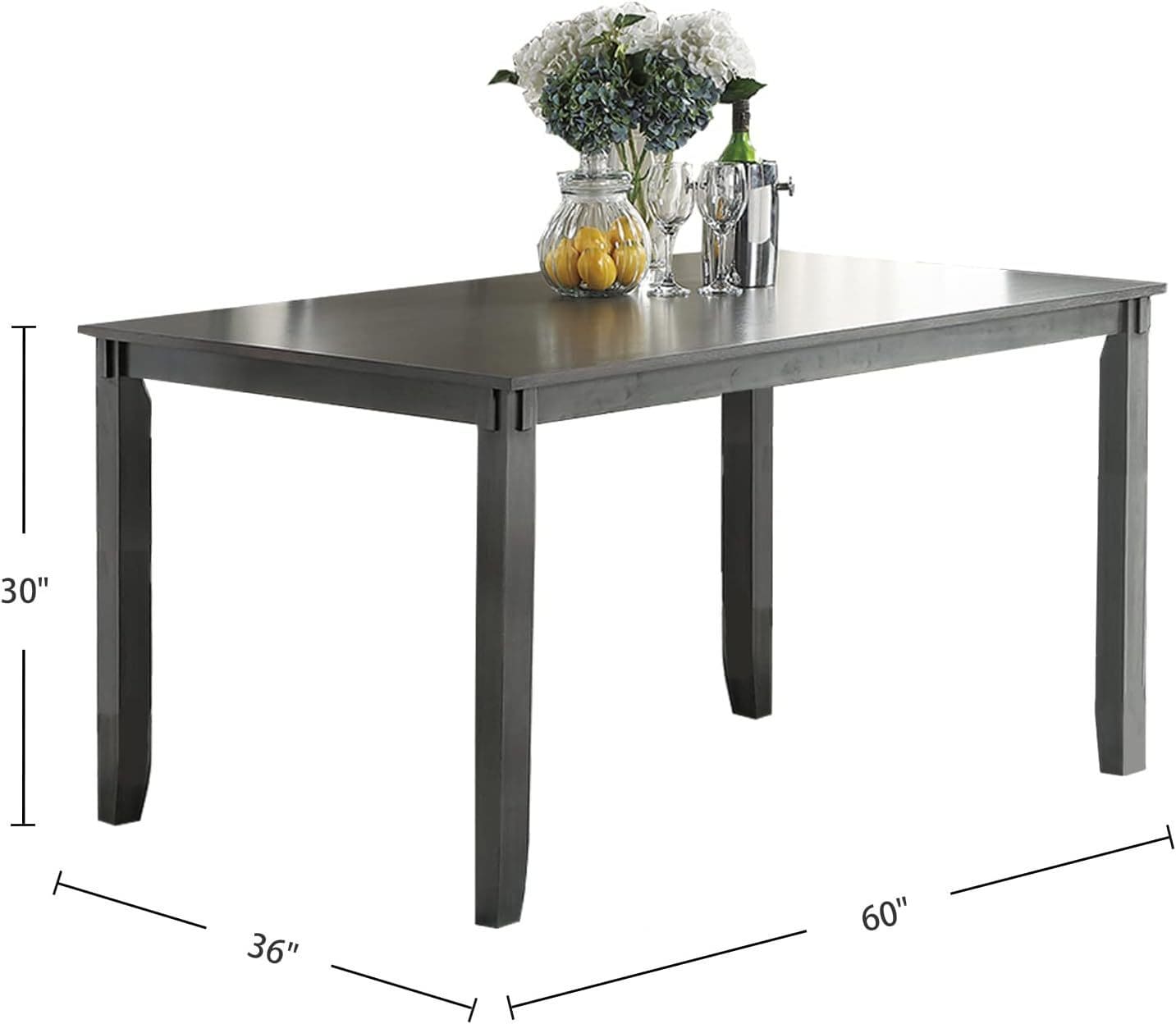 Gray Color Dining Room Furniture Unique Modern 6pc Set Dining Table 4x Side Chairs and A Bench Solid wood Rubberwood and veneers