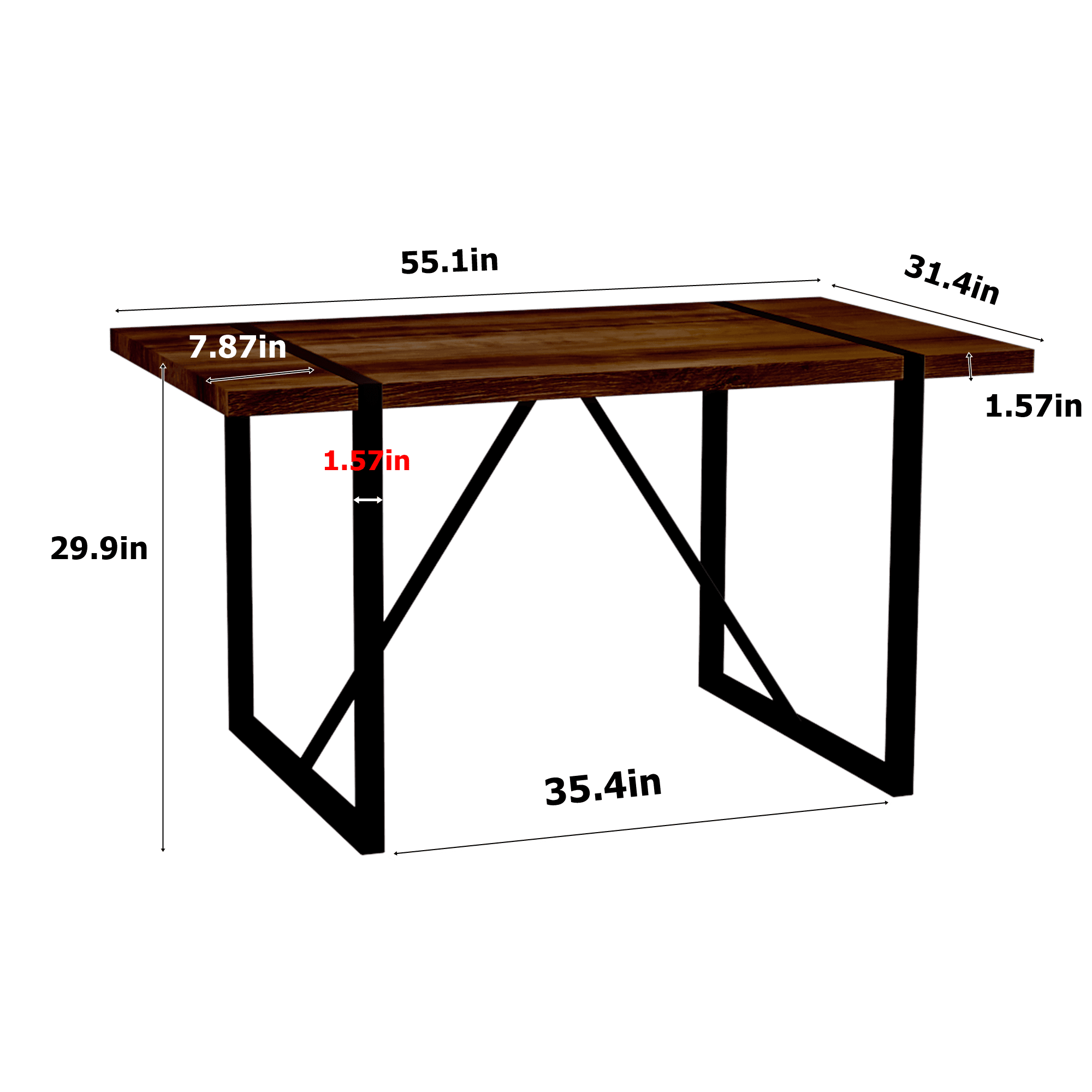 MDF Walnut Colour Dining Table and Modern Dining Chairs Set of 4