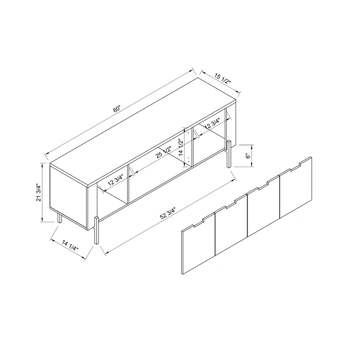 ID USA  213038 TV Stand White & Distressed Grey