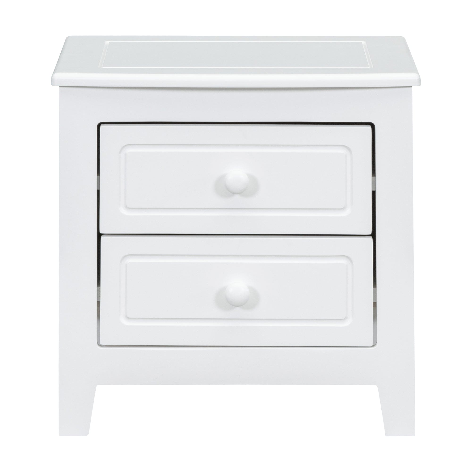 2-Drawer Nightstand for Bedroom, Mid Century Retro Bedside Table with Classic Design,White