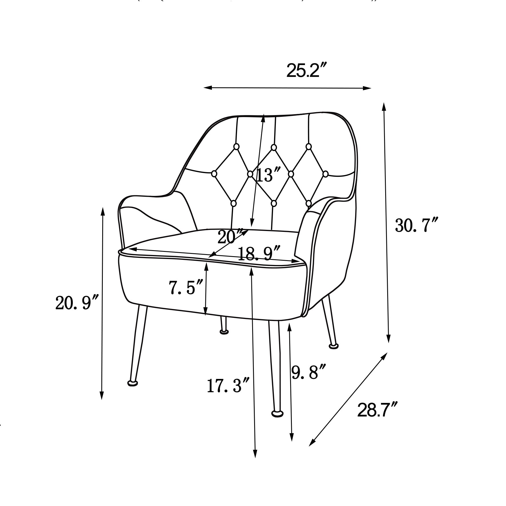 Modern Mid Century Chair velvet  Sherpa Armchair for Living Room Bedroom Office Easy Assemble(Dark Grey)