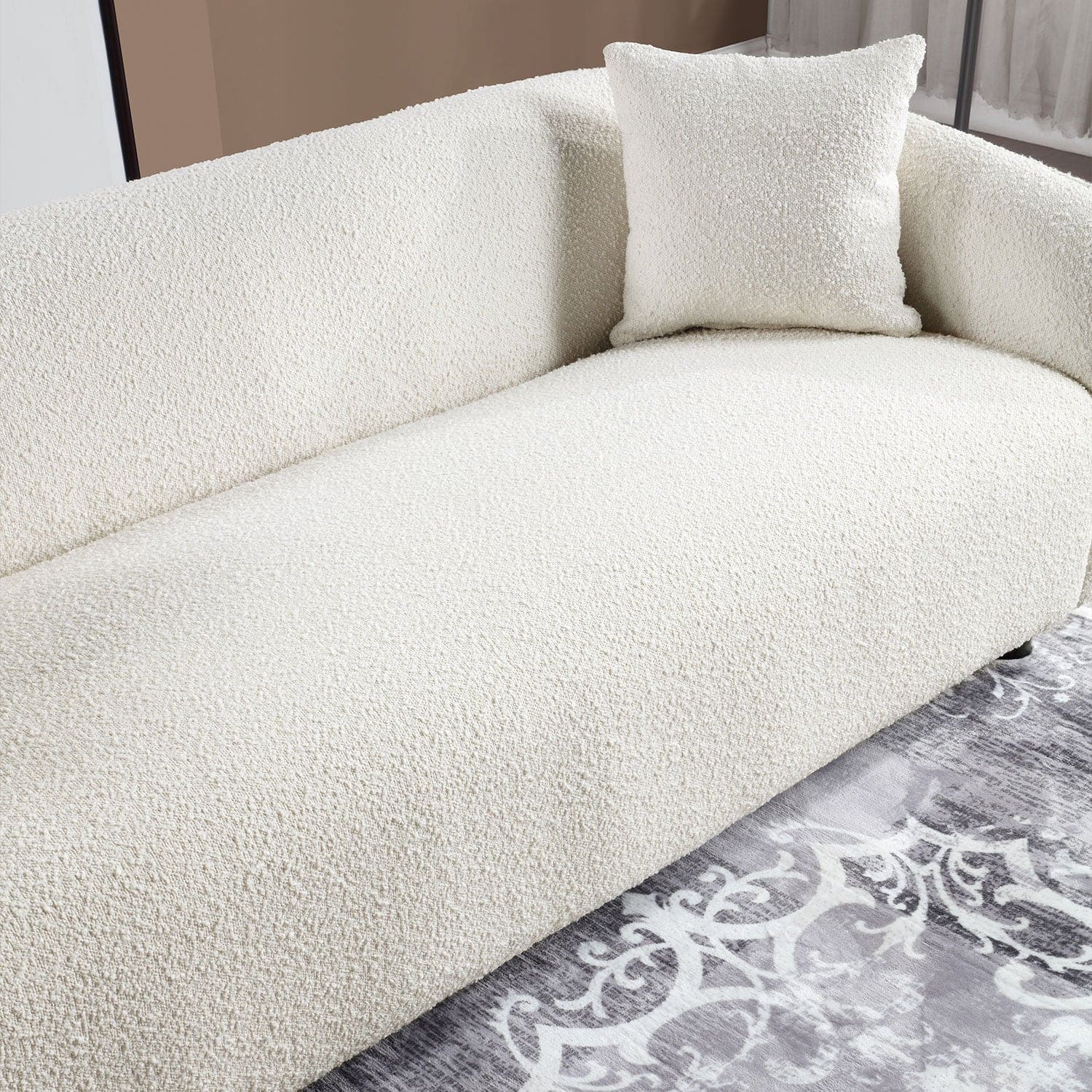 [NOT available on wayfair]3 Seater Sofa Comfy Sofa for Living Room, Bouclé Couch Beige