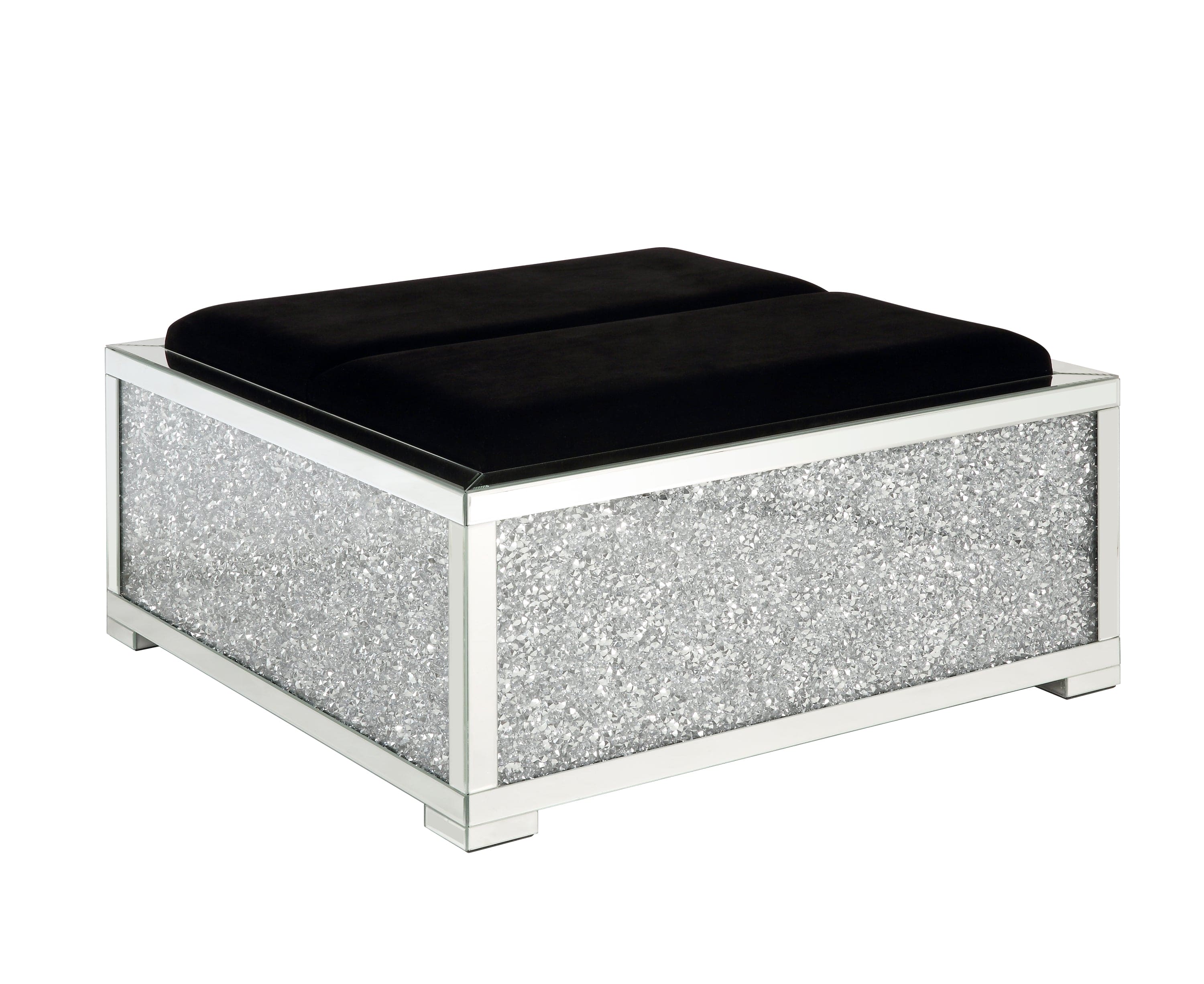 ACME Noralie OTTOMAN W/STORAGE Mirrored & Faux Diamonds AC00531