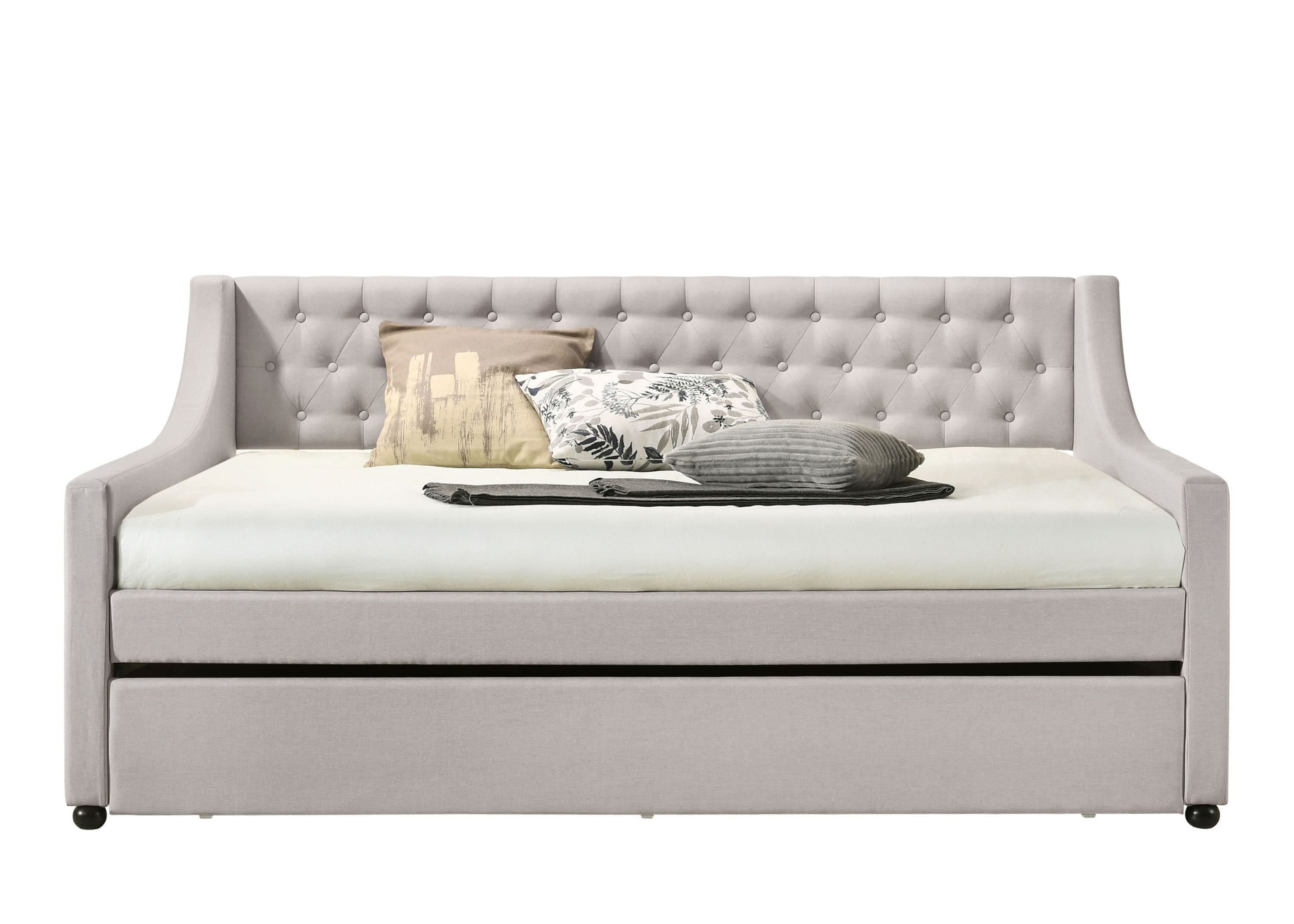 ACME Lianna Full Daybed & Twin Trundle, Fog Fabric 39385