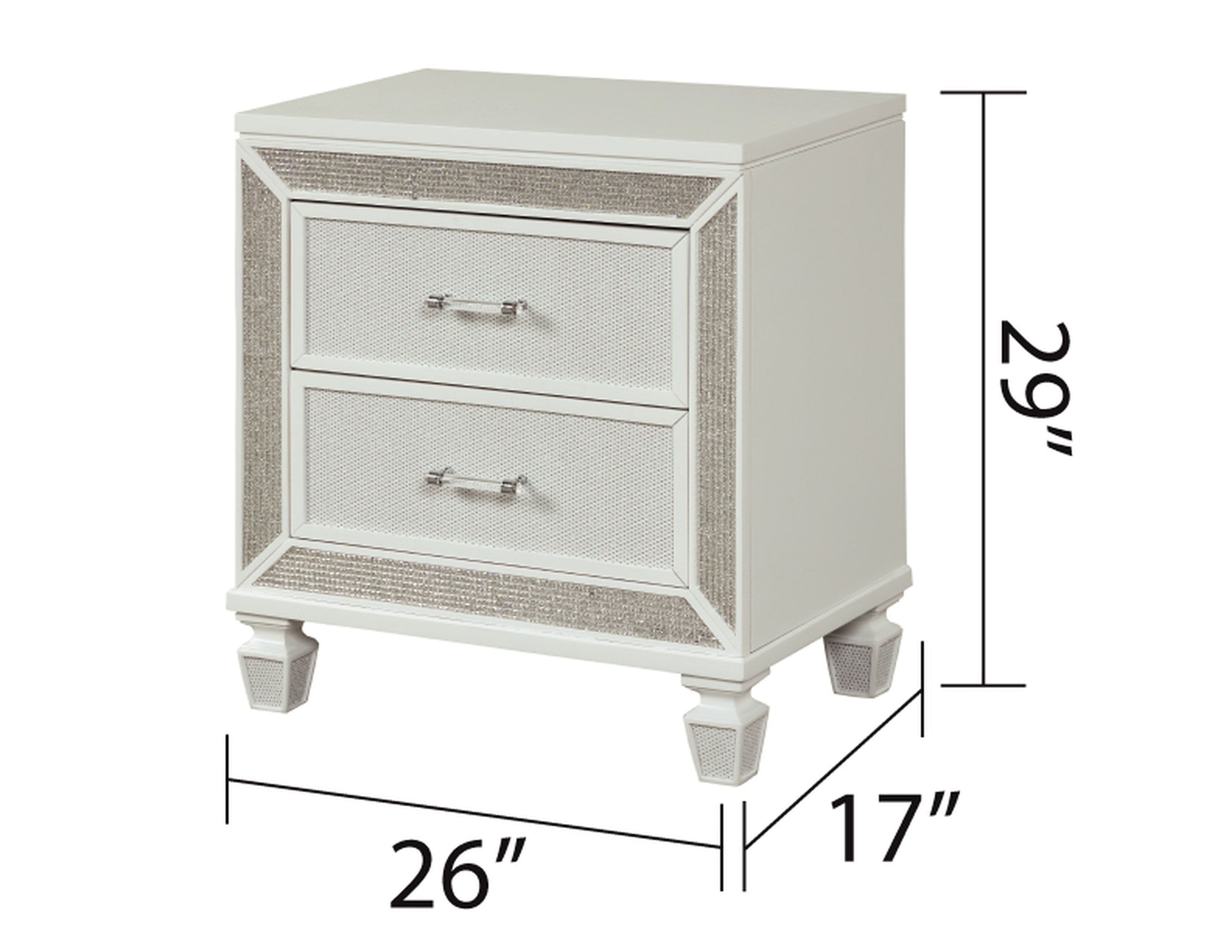 Crystal Nightstand Made with Wood Finished in White