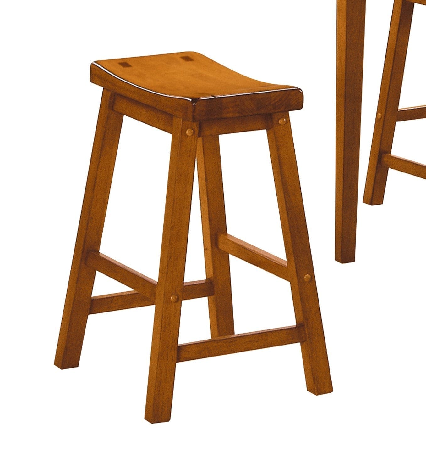 Casual Dining 29-inch Bar Height Stools 2pc Set Saddle Seat Solid Wood Oak Finish Home Furniture