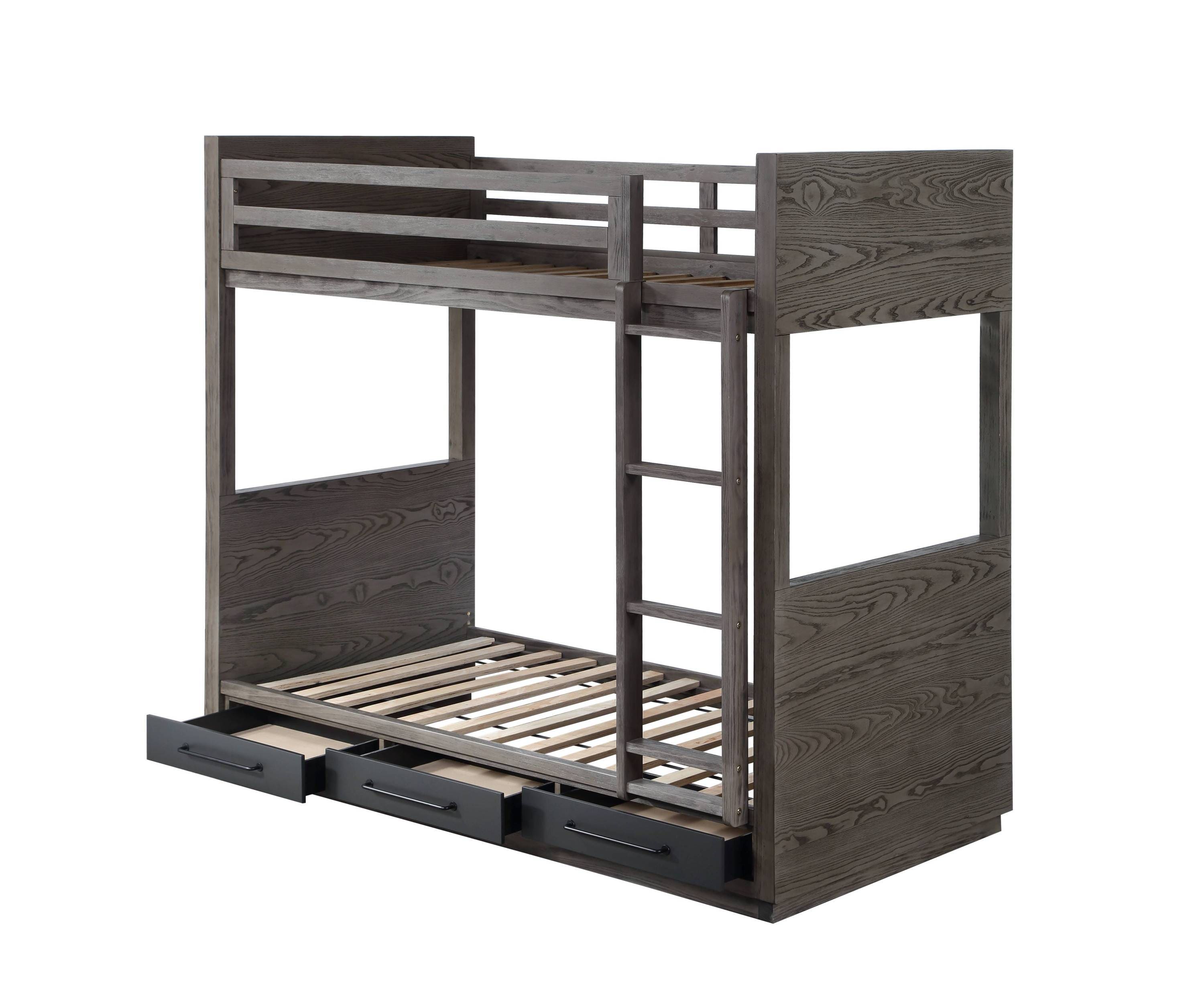 ACME Estevon T/T Bunk Bed in Gray Oak Finish BD00613