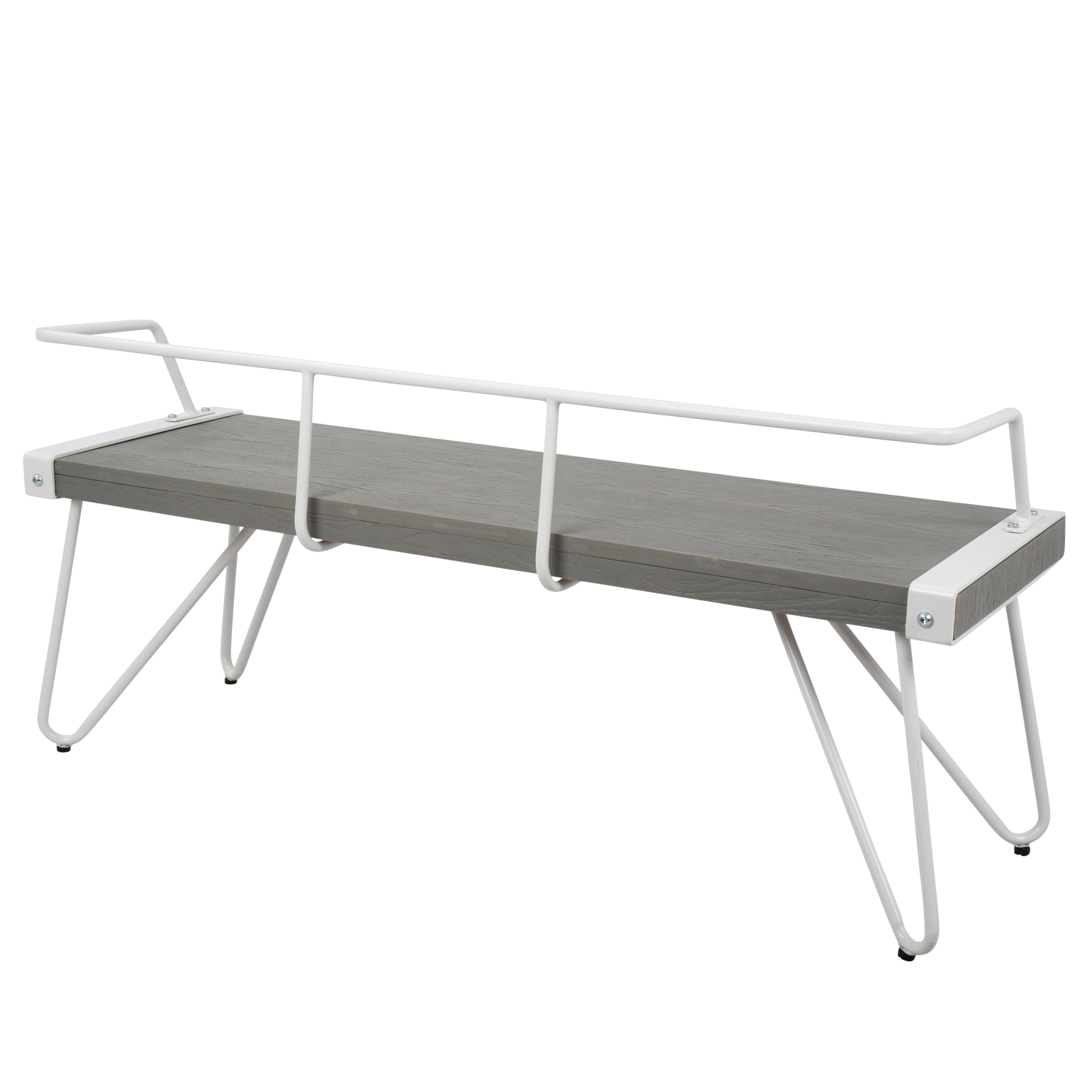 Stefani Industrial Bench in White and Grey by LumiSource