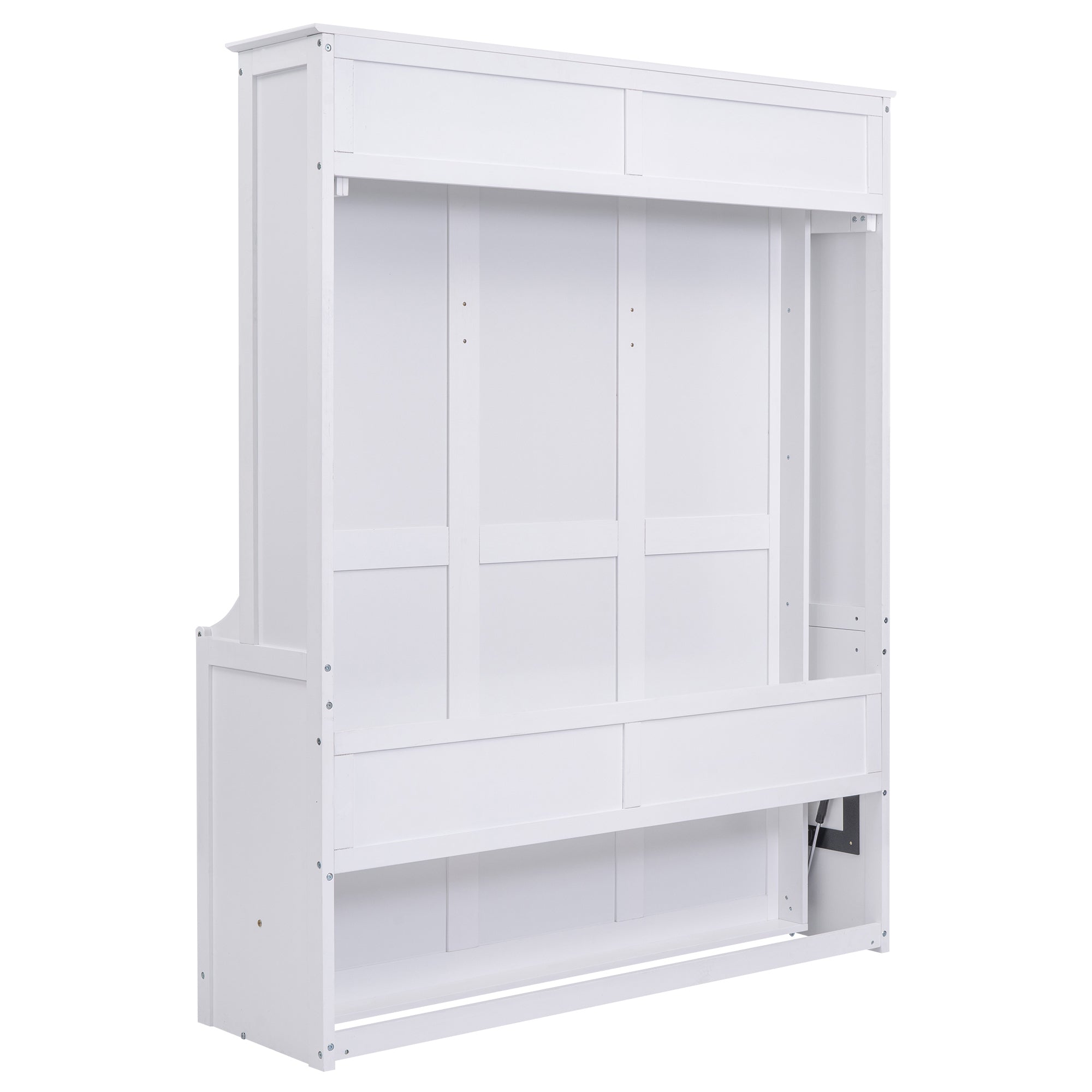 Queen Size Murphy Bed with a Shelf, White