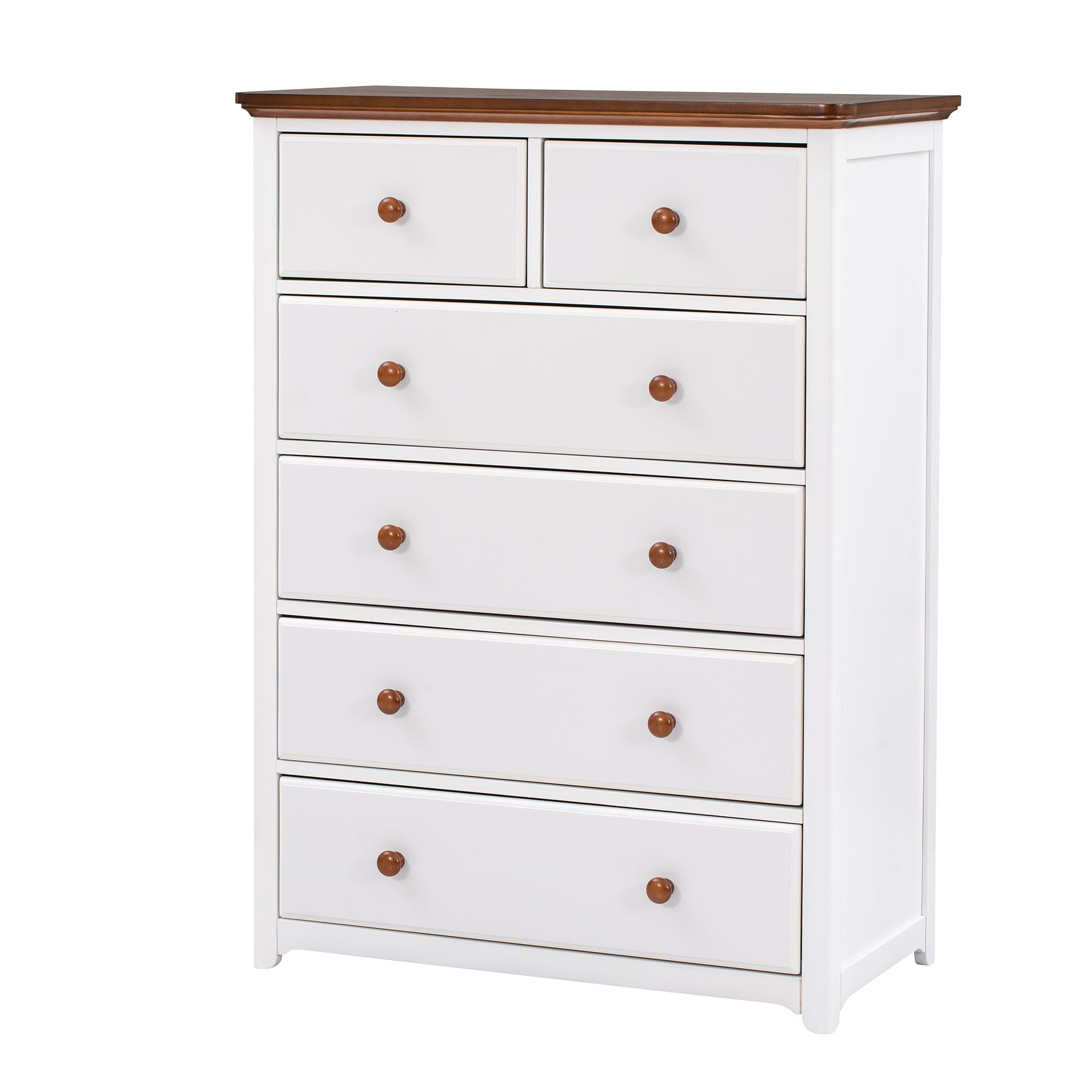 Rustic Wooden Chest with 6 Drawers,Storage Cabinet for Bedroom,White+Walnut