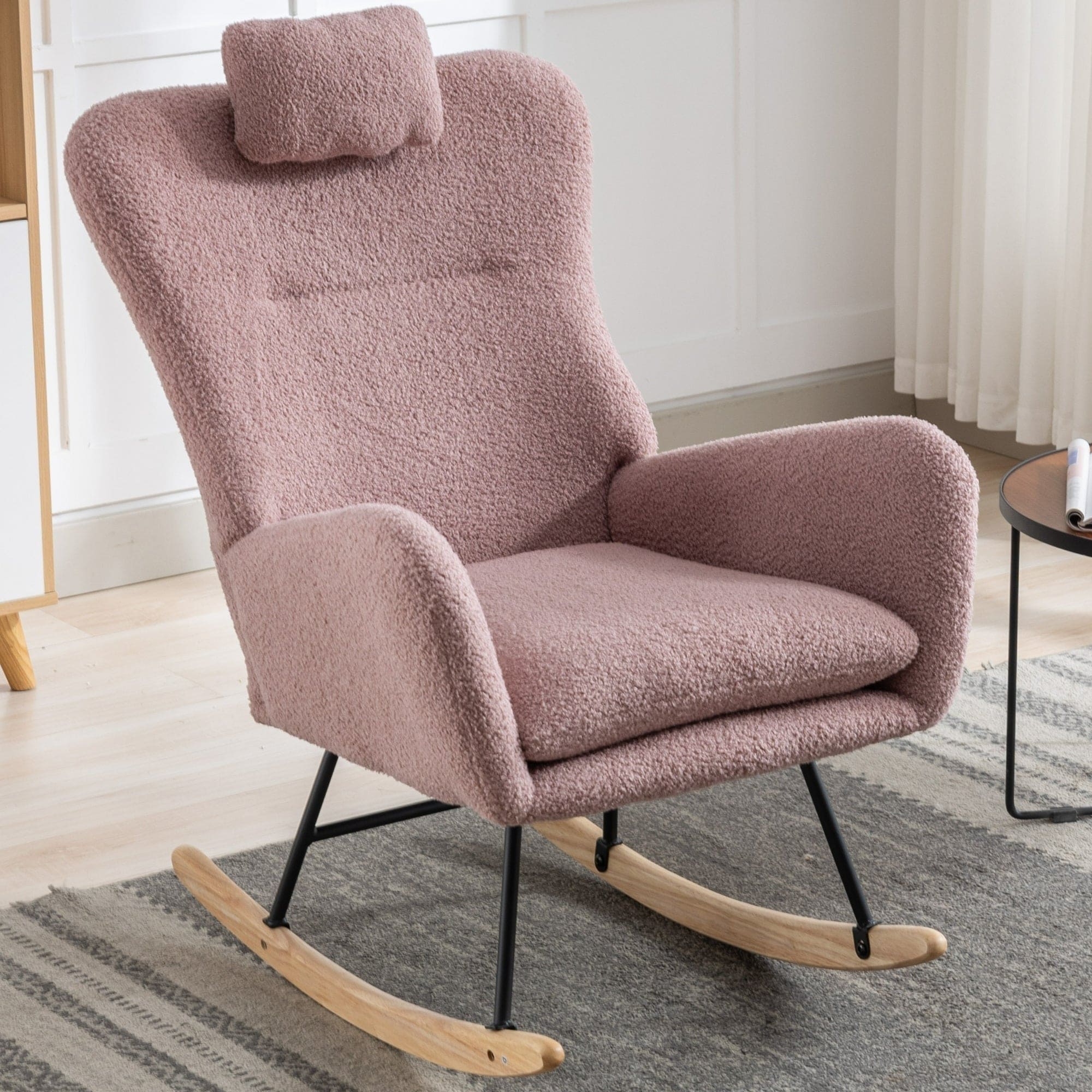 35.5 inch Rocking Chair with Pocket, (pink)