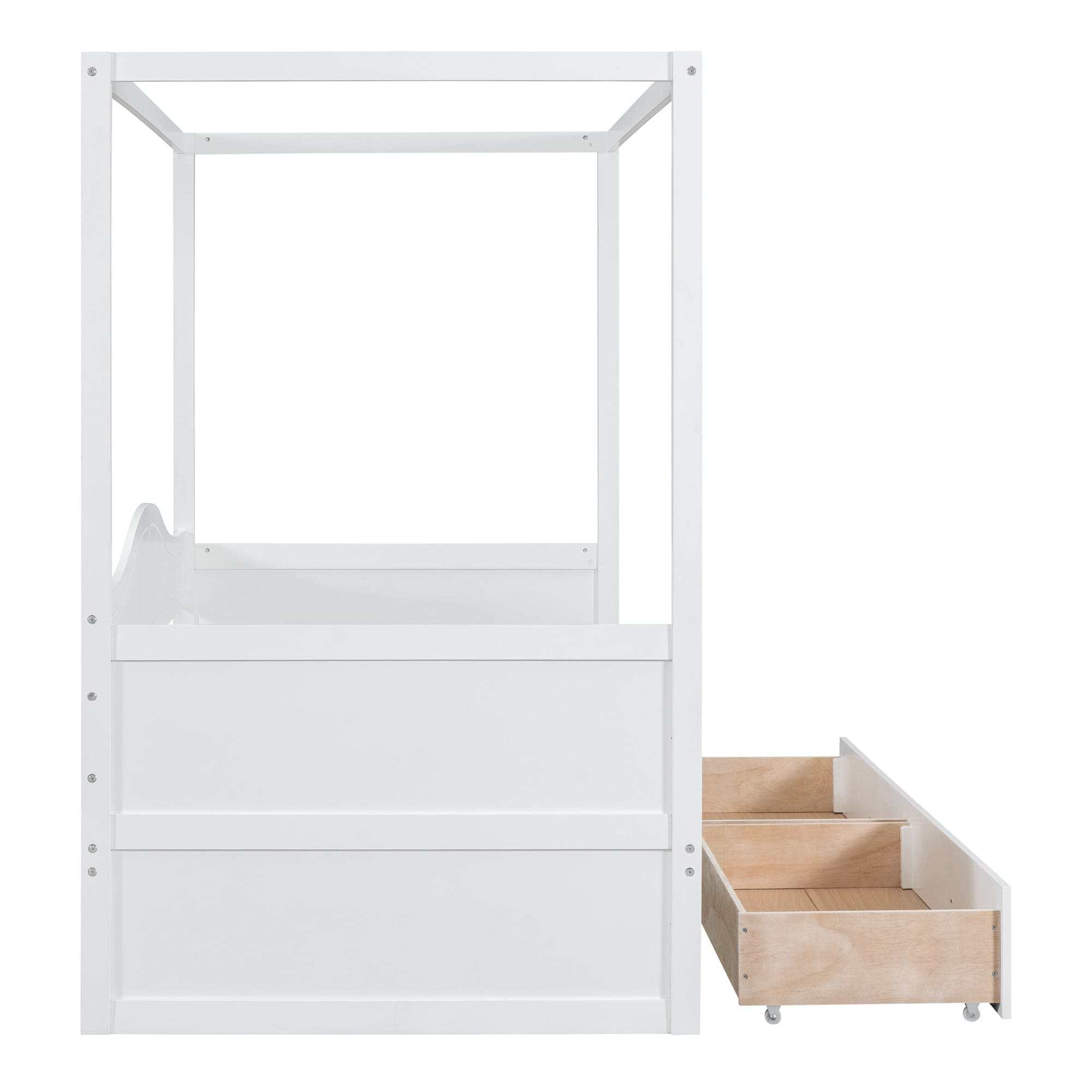 Twin Size Canopy Day Bed with 2 Drawers, White