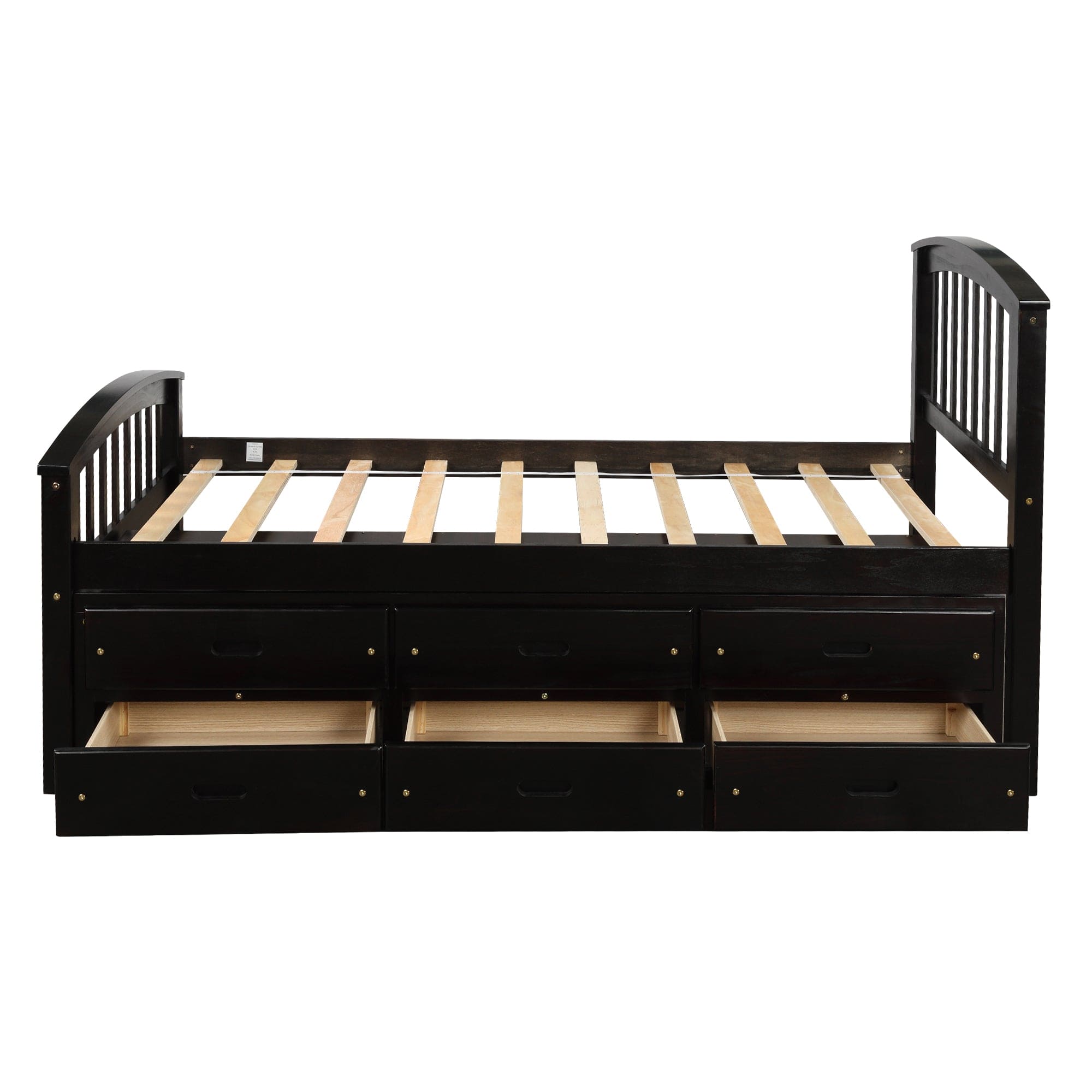 Orisfur. Twin Size Platform Storage Bed Solid Wood Bed with 6 Drawers