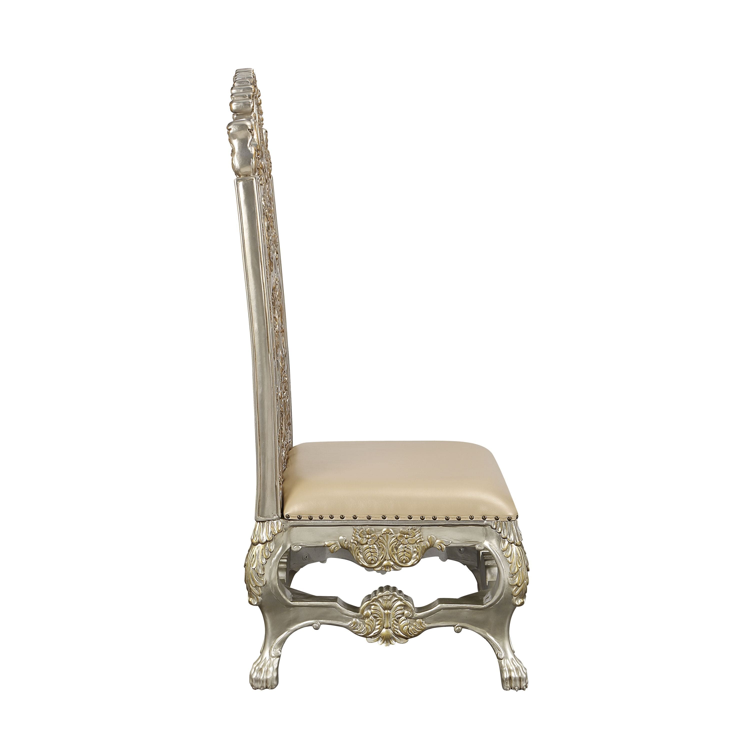 ACME Danae SIDE CHAIR (SET-2) PU, Champagne & Gold Finish DN01198