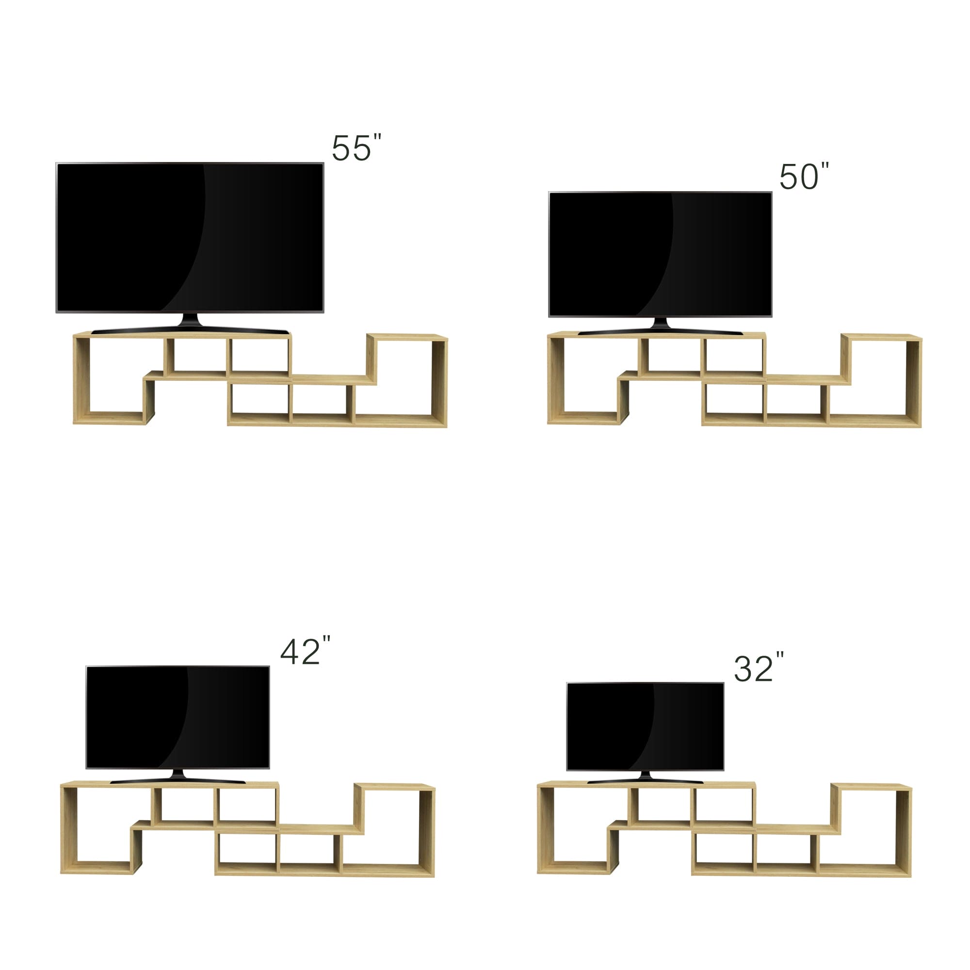 Double L-Shaped Oak TV Stand,Display Shelf ,Bookcase for Home Furniture,OAK