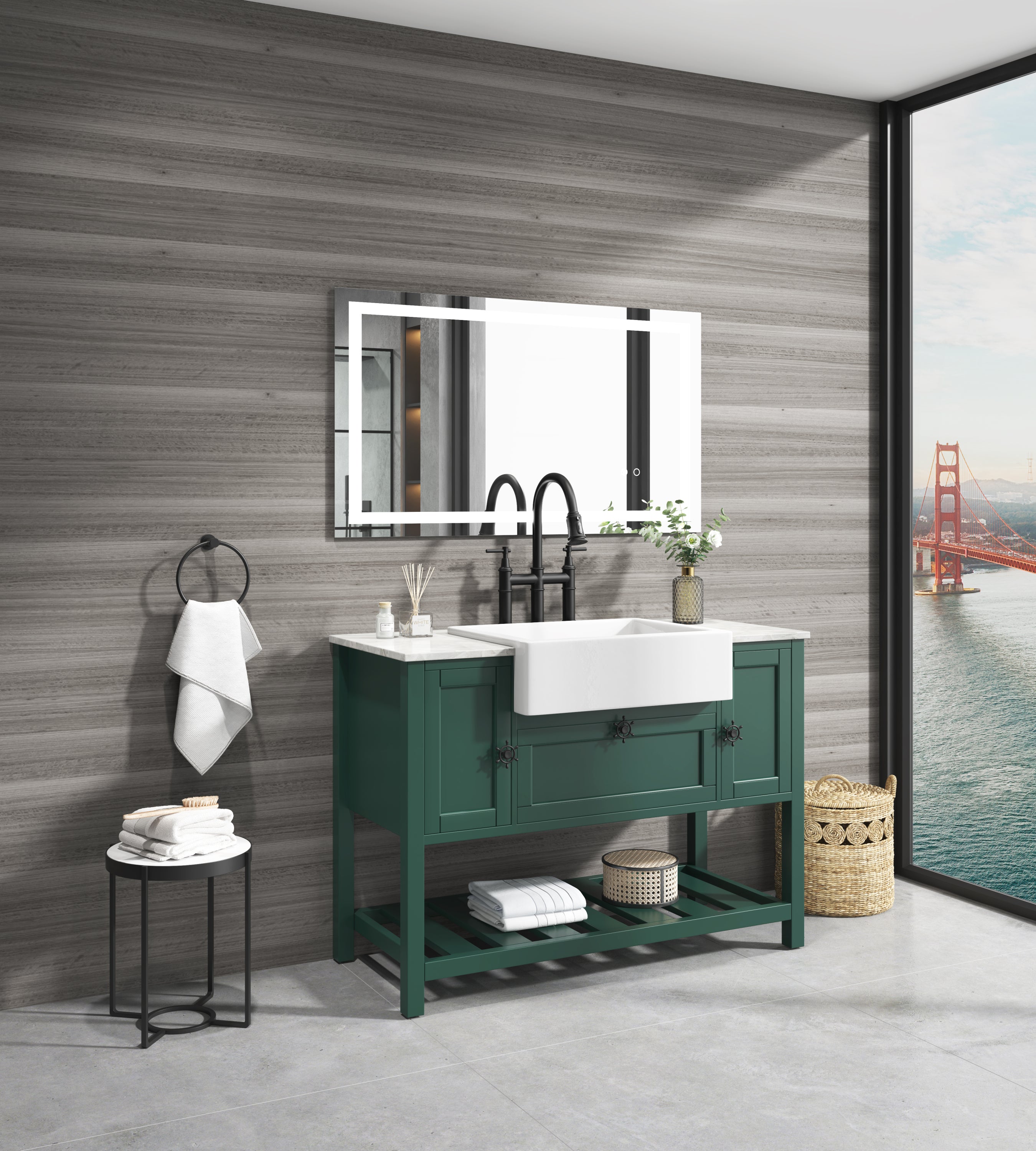 Solid Wood Bathroom Vanities Without Tops 48 in. W x 20 in. D x 33.60 in. H   Bathroom Vanity in green