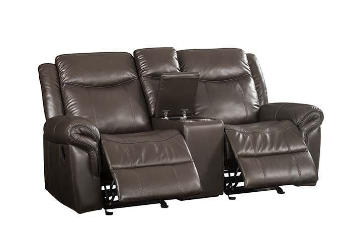 ACME Lydia Motion Loveseat w/Console, Brown Leather Aire LV00655