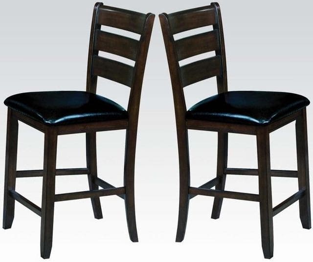 ACME Urbana Counter Height Chair (Set-2) in Black PU & Espresso 74633