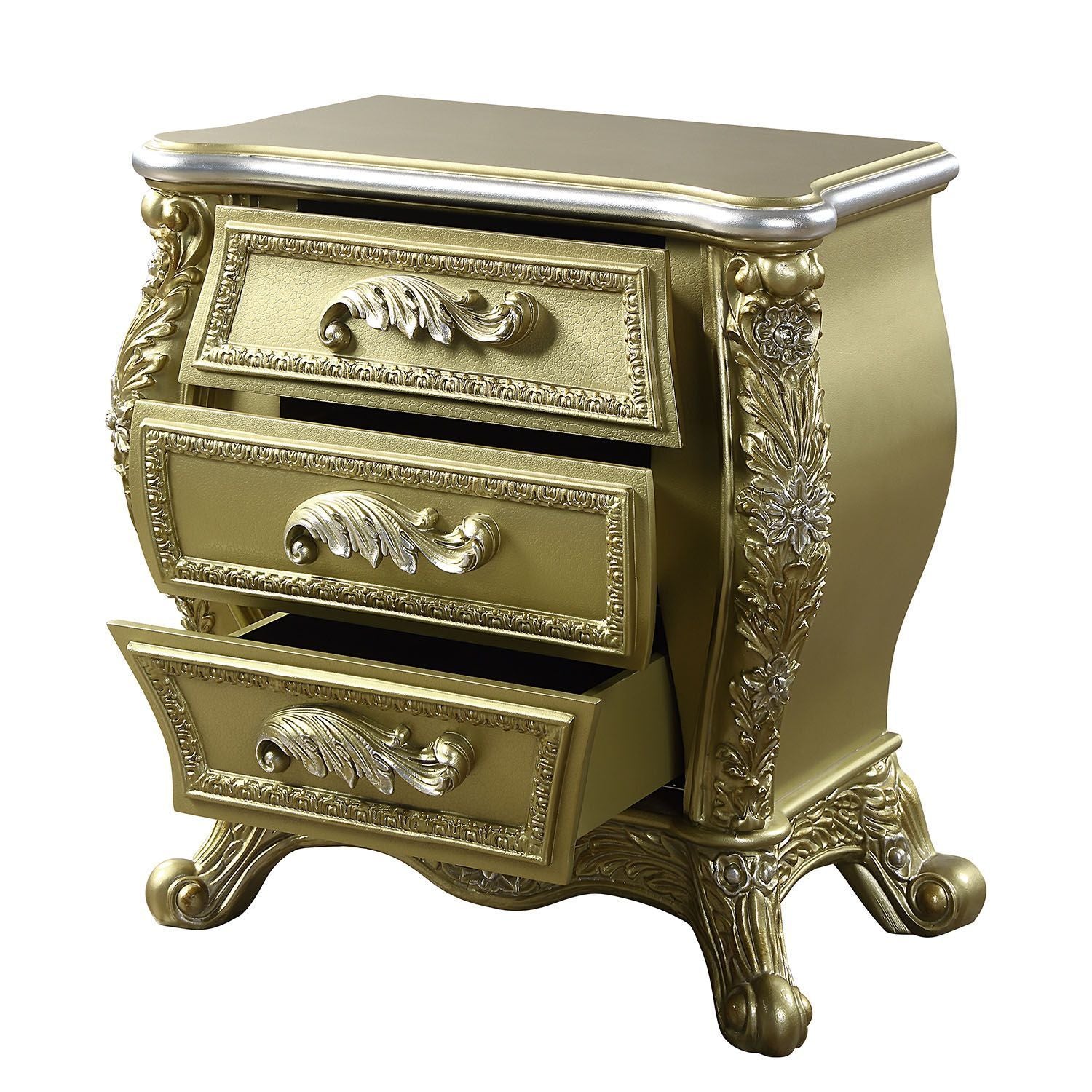 ACME Cabriole NIGHTSTAND Gold Finish BD01464