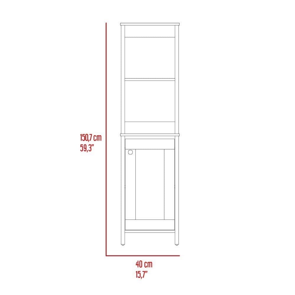 Linen Cabinet Jannes, Two Open Shelves, Single Door, Light Gray Finish