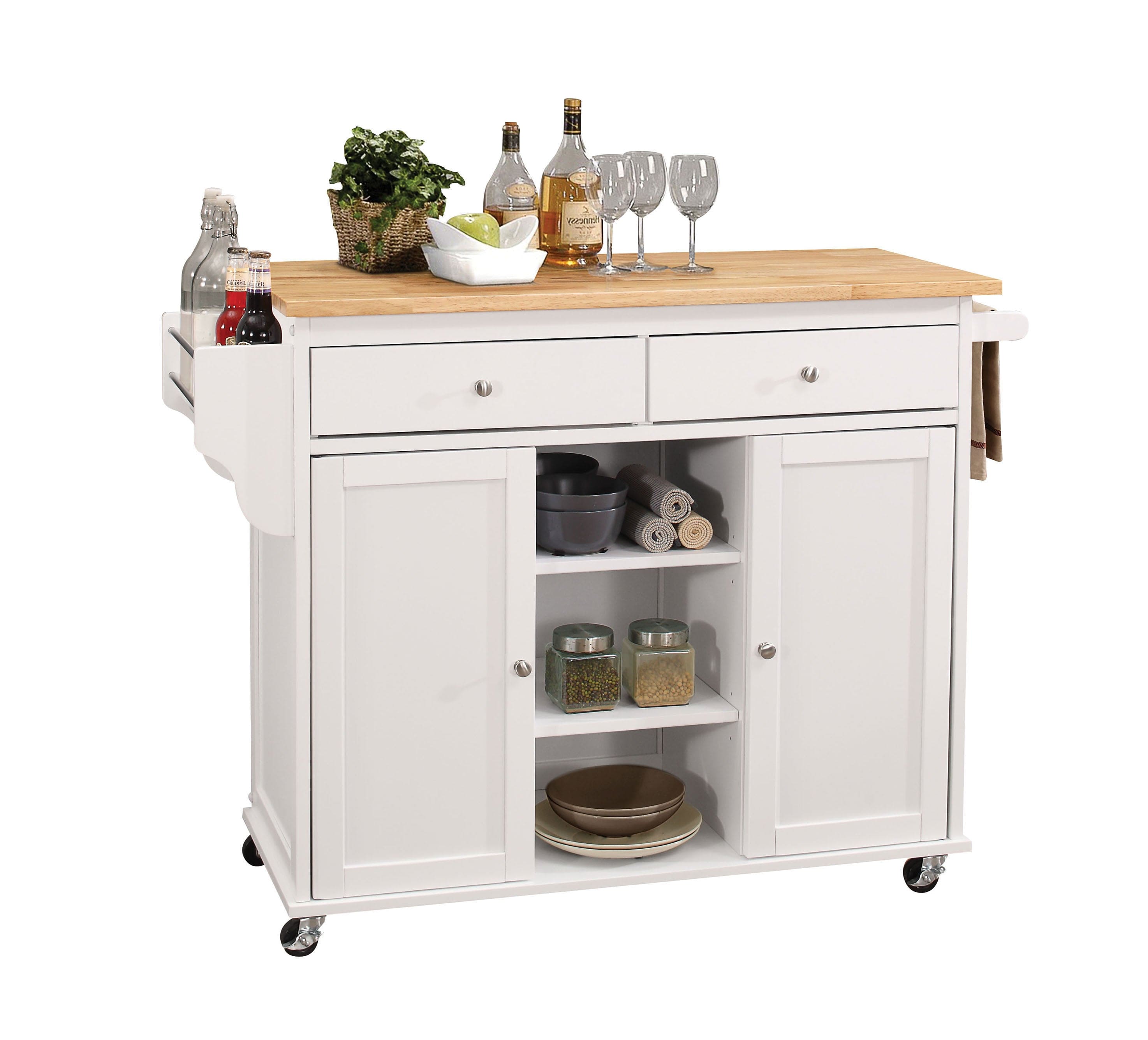 ACME Tullarick Kitchen Cart, Natural & White 98305