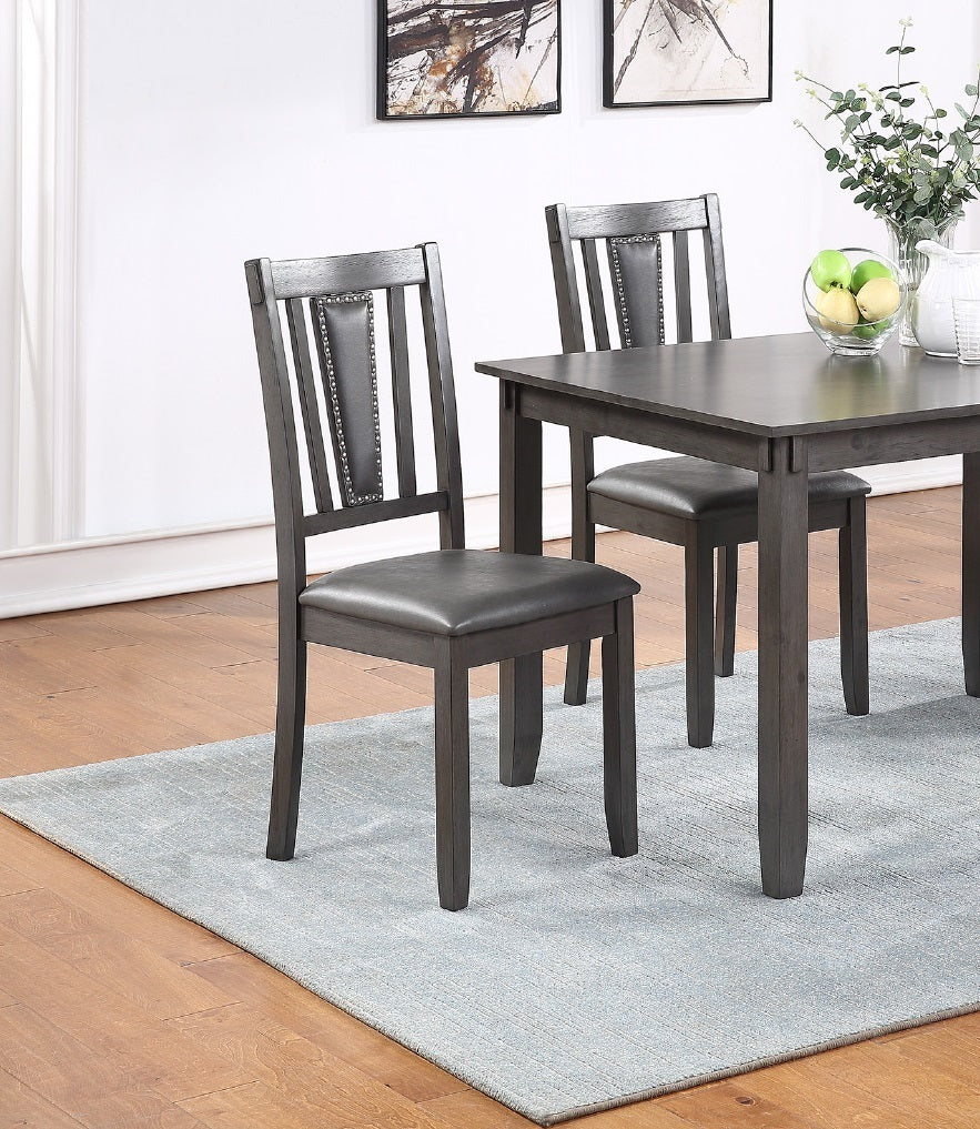 Grey Finish Dinette 5pc Set Kitchen Breakfast Dining Table w wooden Top Upholstered Cushion Chairs Dining room Furniture