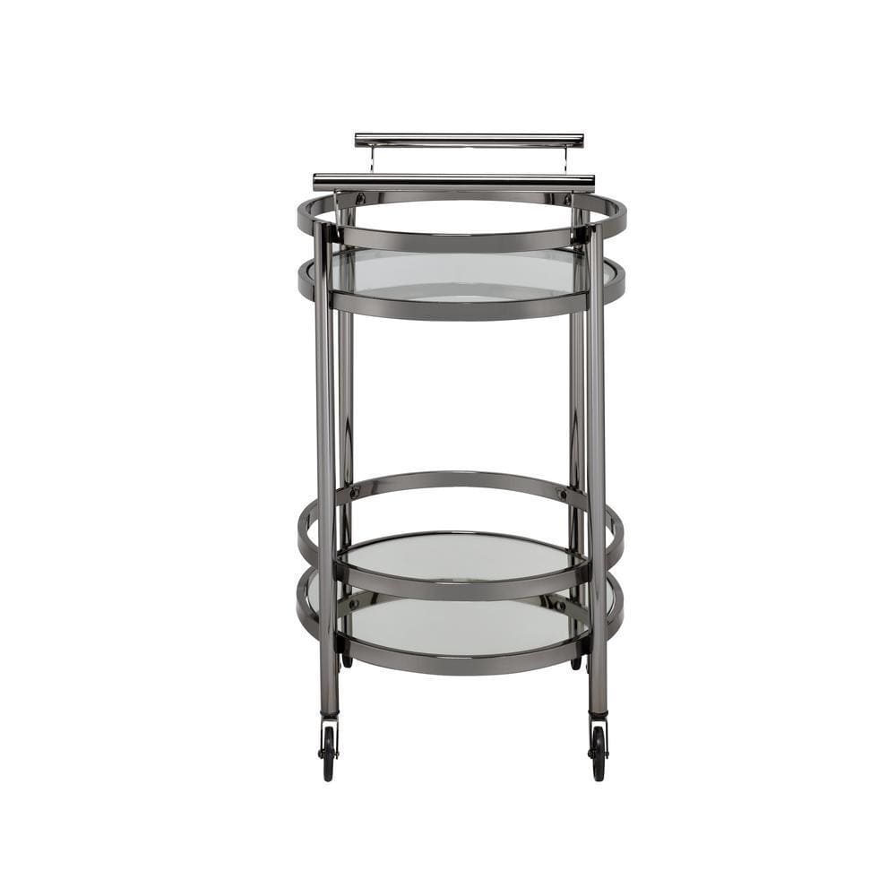 ACME Lakelyn Serving Cart, Black Nickel & Clear Glass 98191