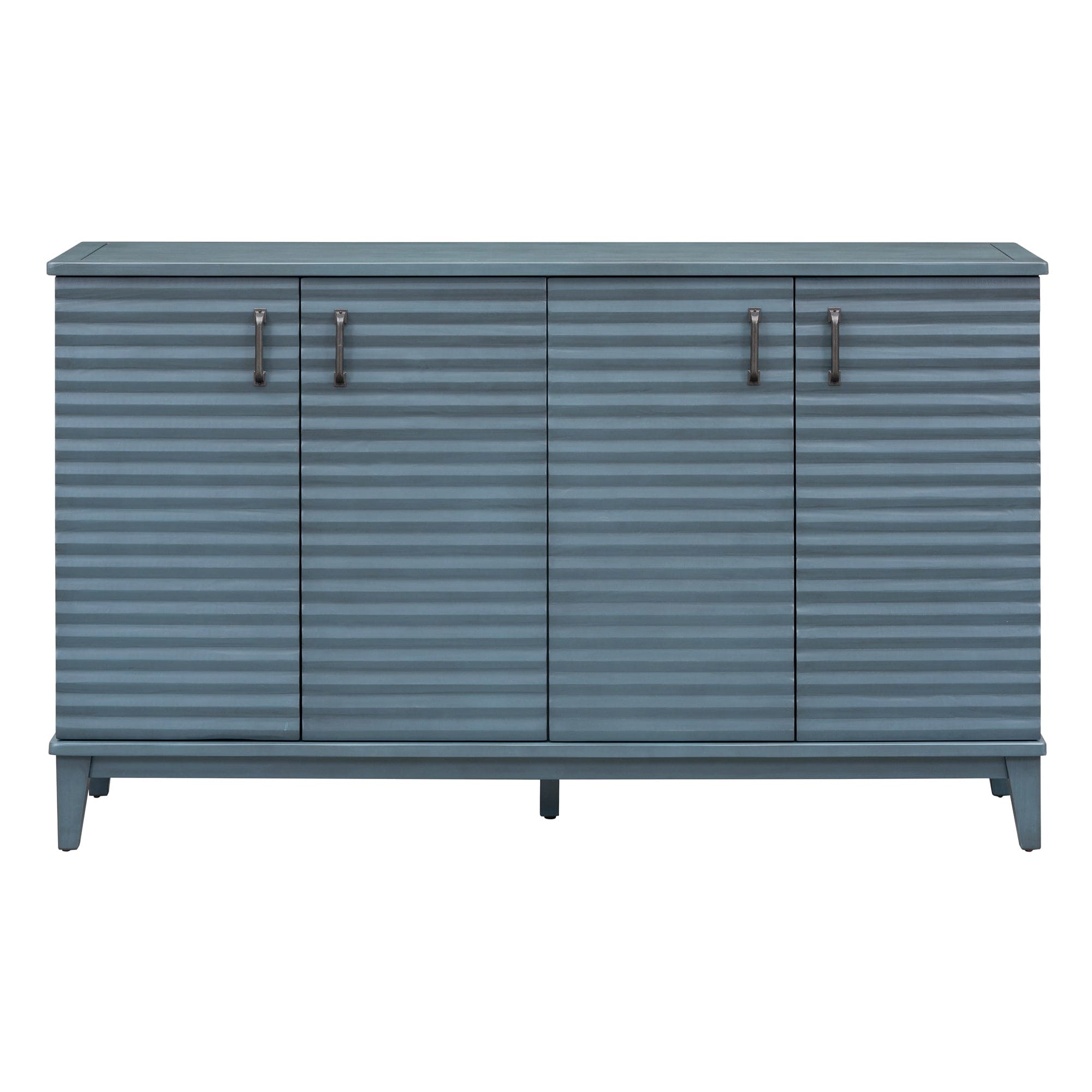 TREXM Sideboard with 4 Door Large Storage Buffet with Adjustable Shelves and Metal Handles for Kitchen, Living Room, Dining Room (Navy)