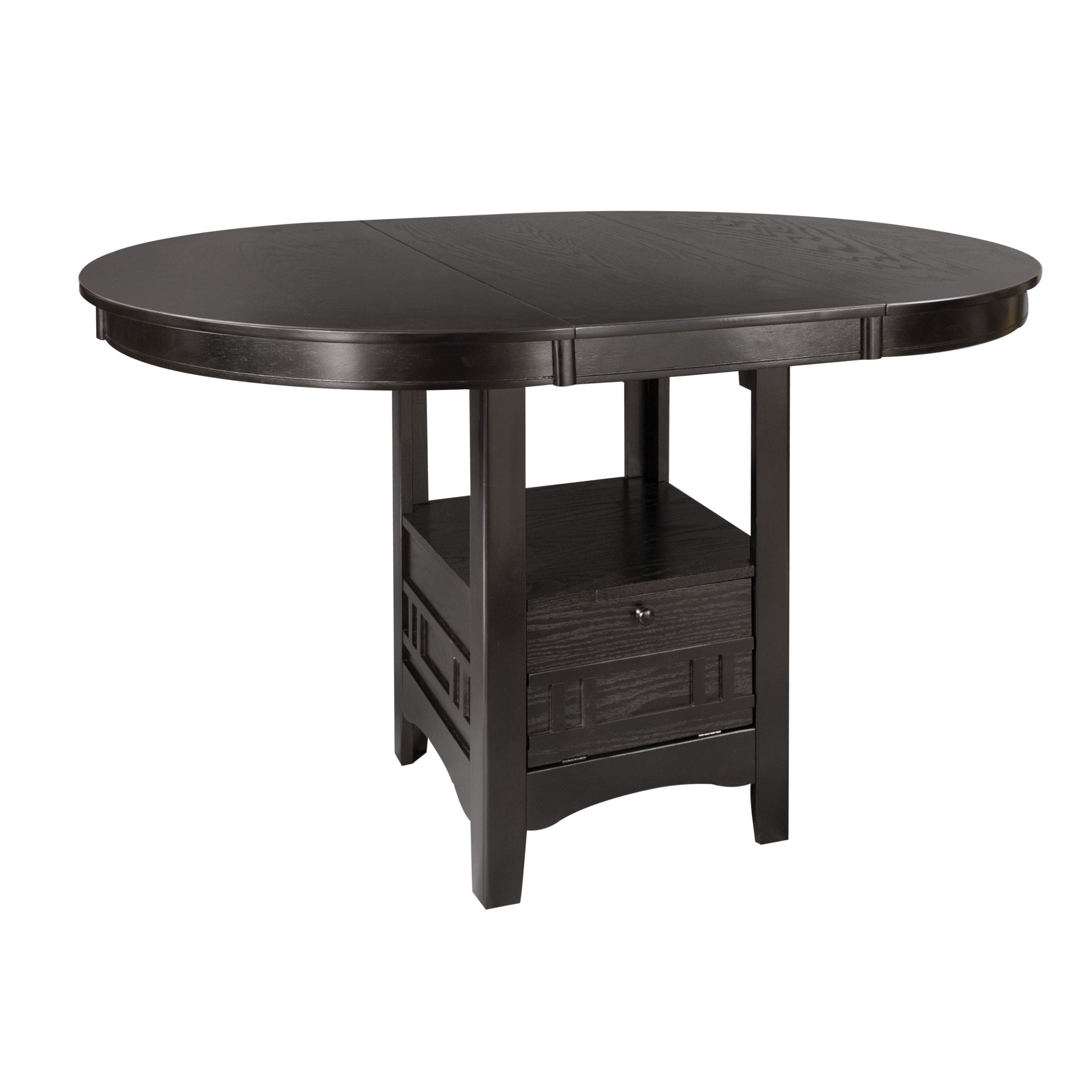 Dark Cherry Finish Counter Height 1pc Dining Table w Extension Leaf and Storage Base Traditional Design Dining Room Furniture